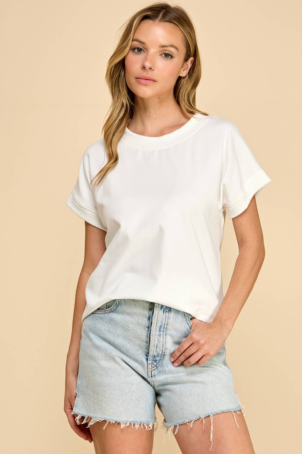 Les Amis - Rib Trim Top