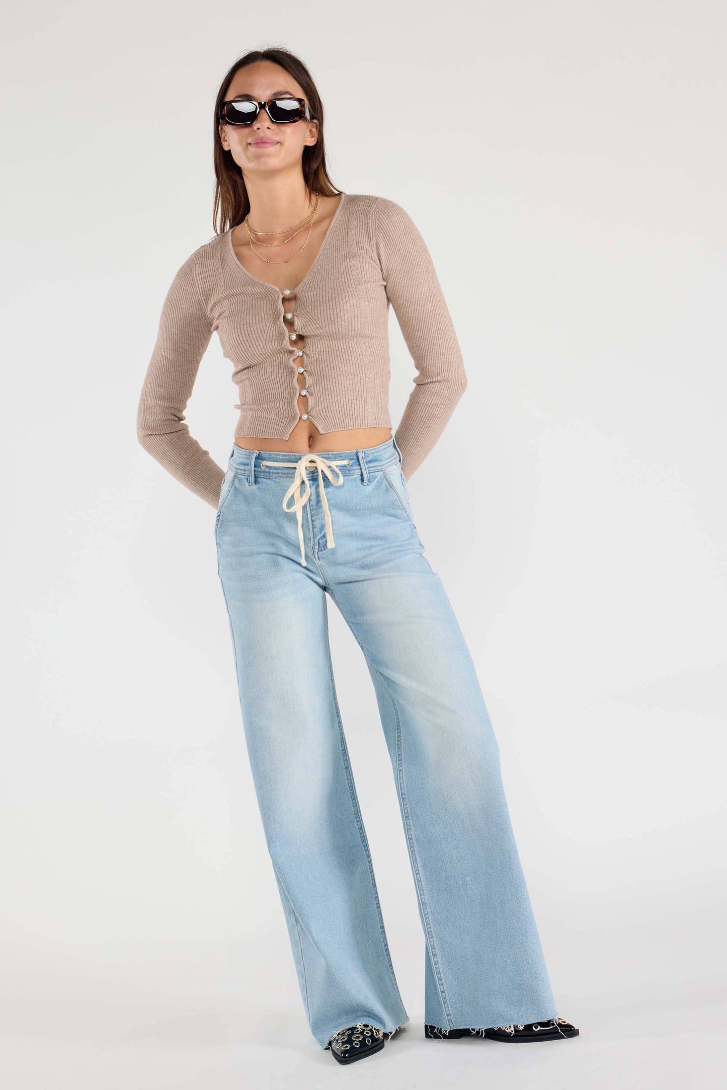 OPEN PACK Relaxed Wide Jeans Waist String XP7004