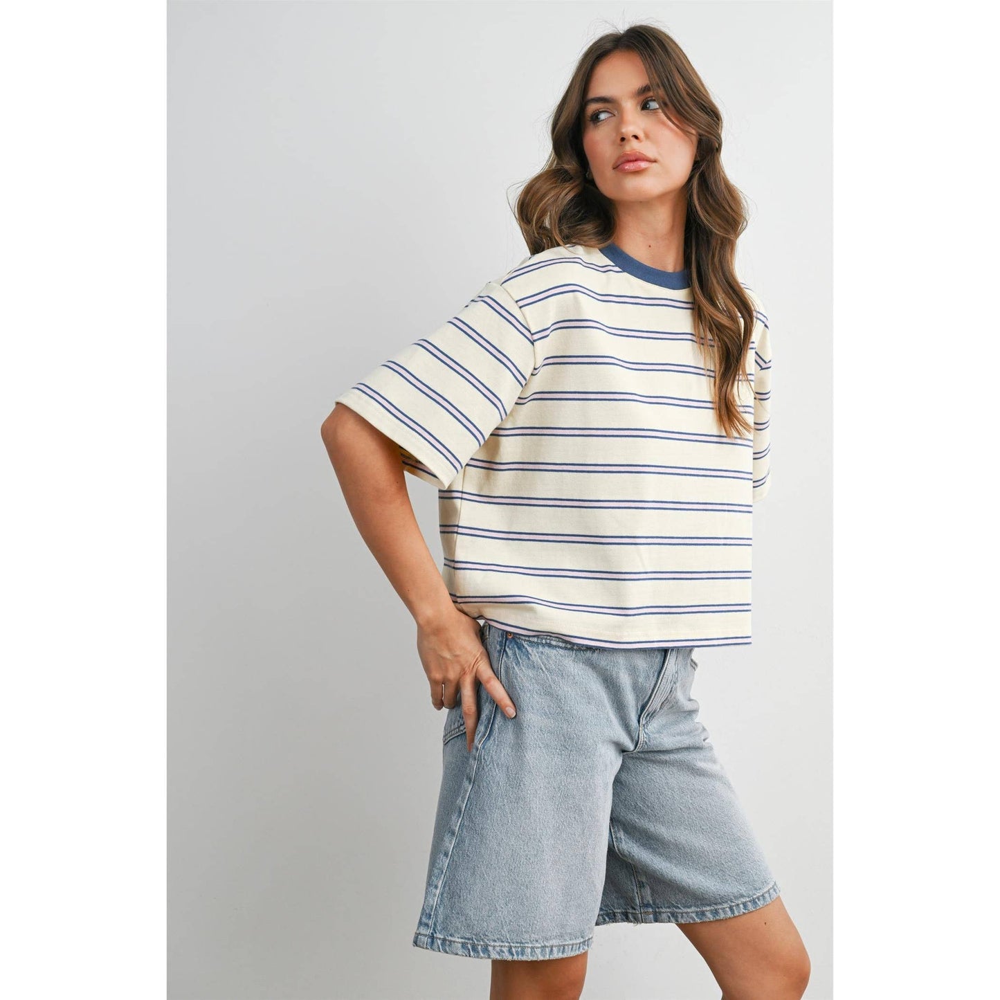 Cropped T-Shirt with stripes