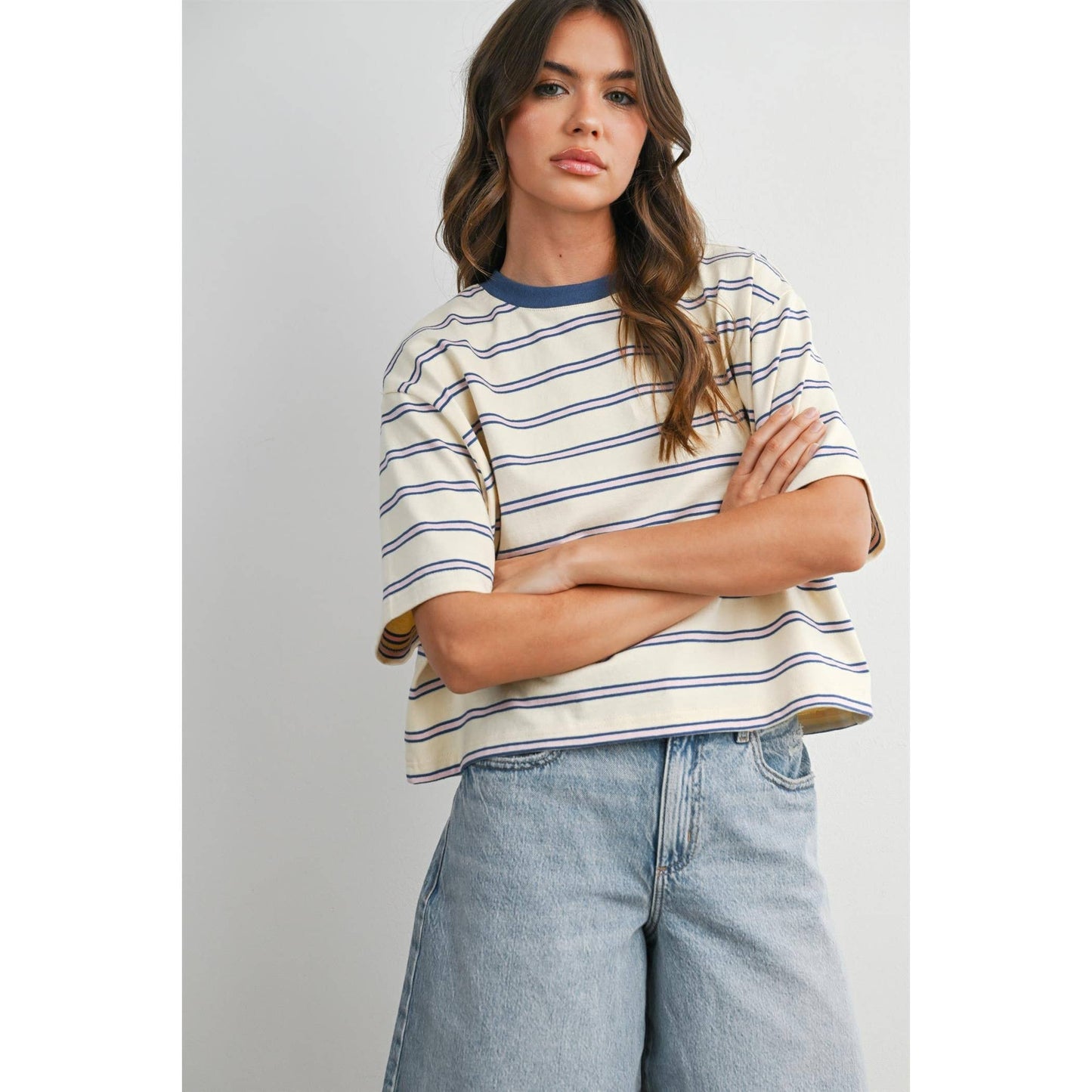 Cropped T-Shirt with stripes
