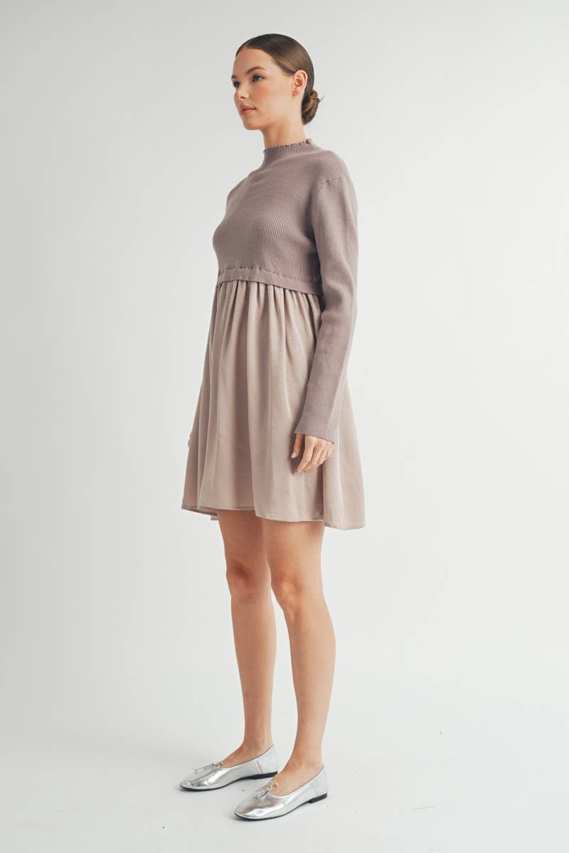 Long Sleeve Twofer Sweater Mini Dress