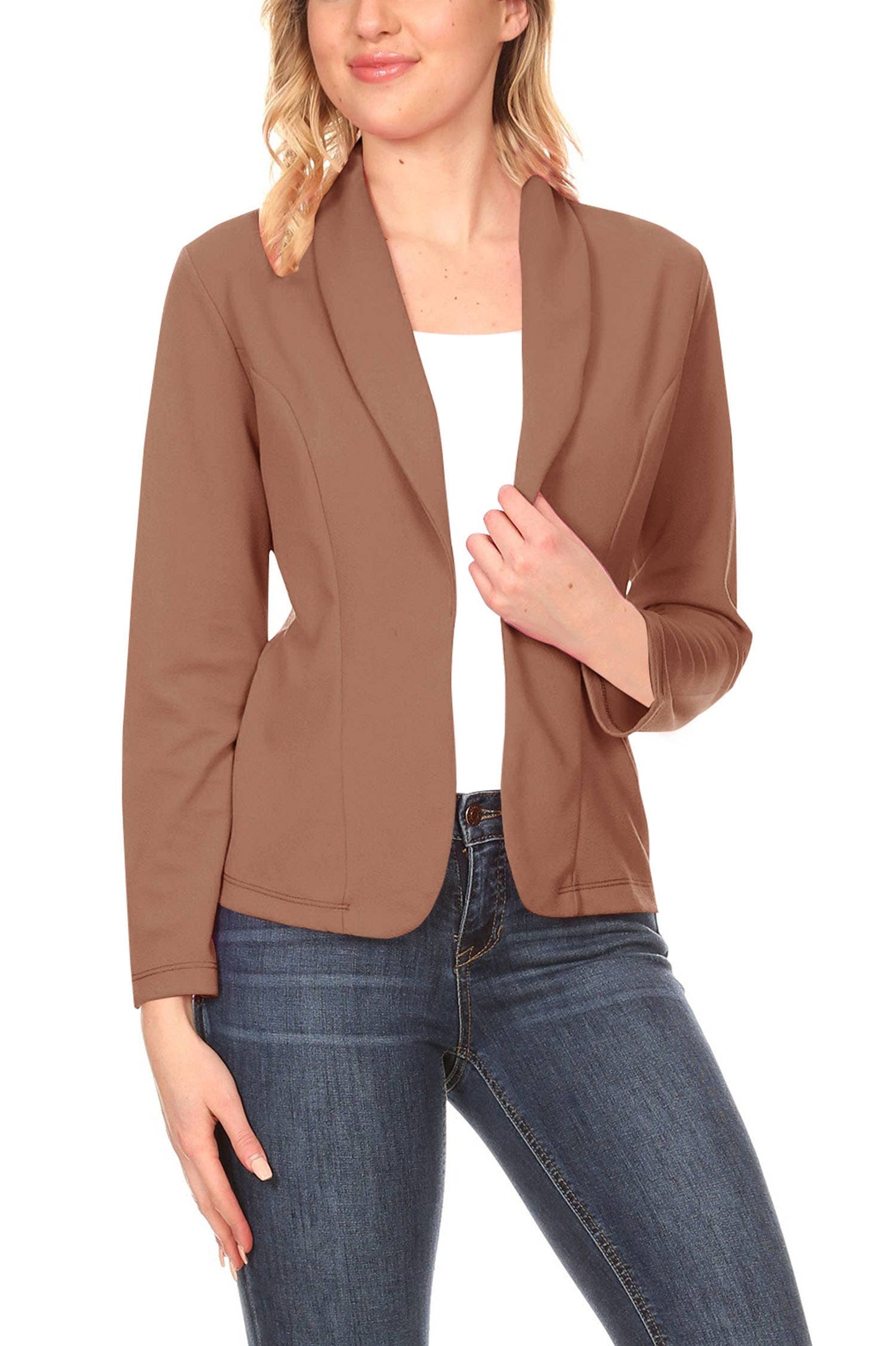 Women's Casual Solid Fitted Long Sleeve Blazer Jacket