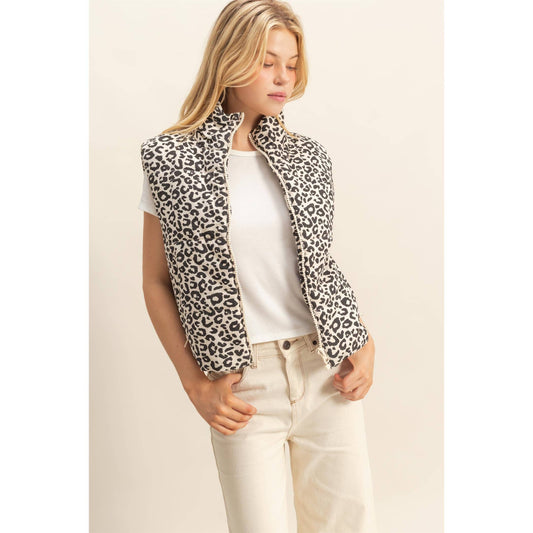 Leopard Print Puffer Vest