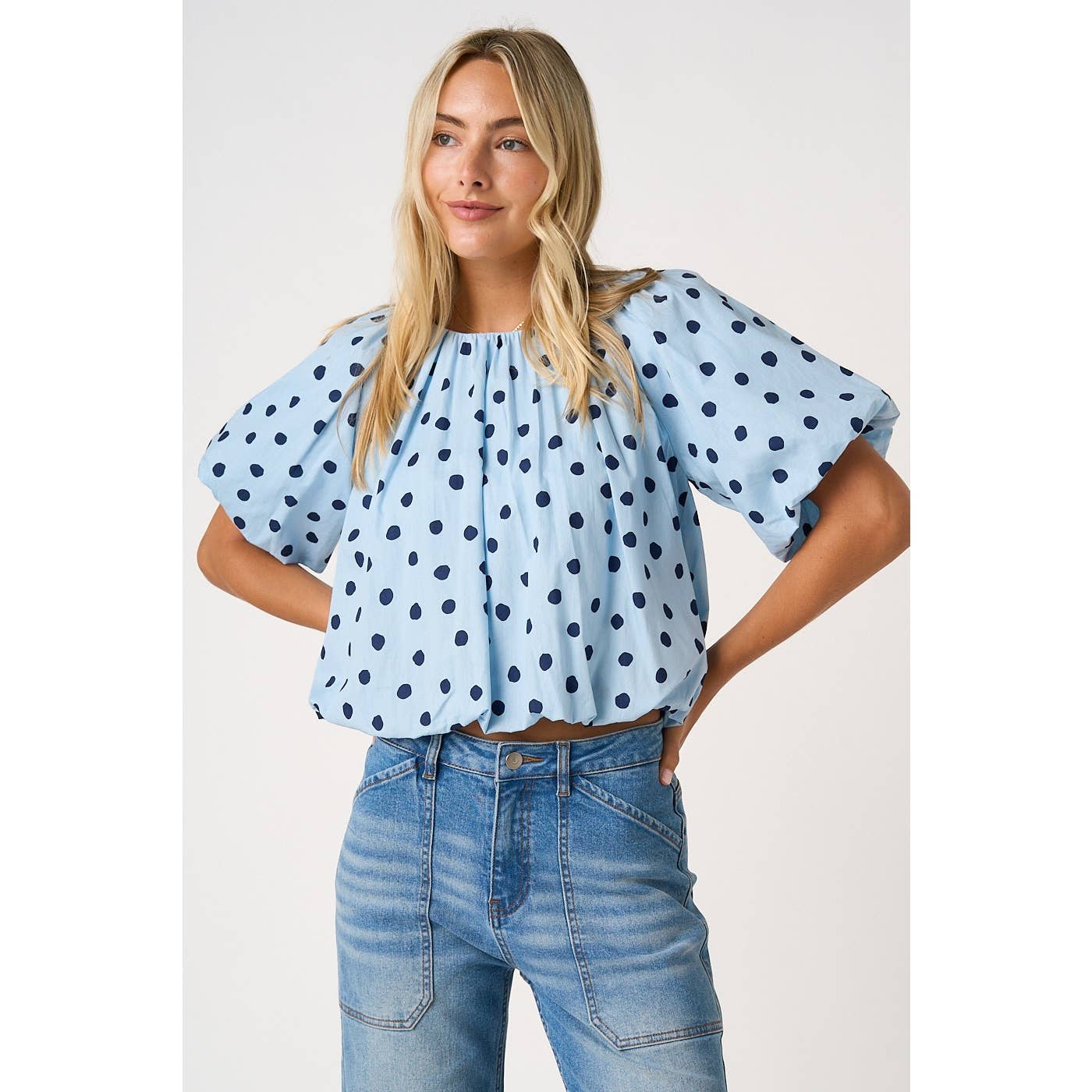 SHORT SLEEVE BUBBLE TOP