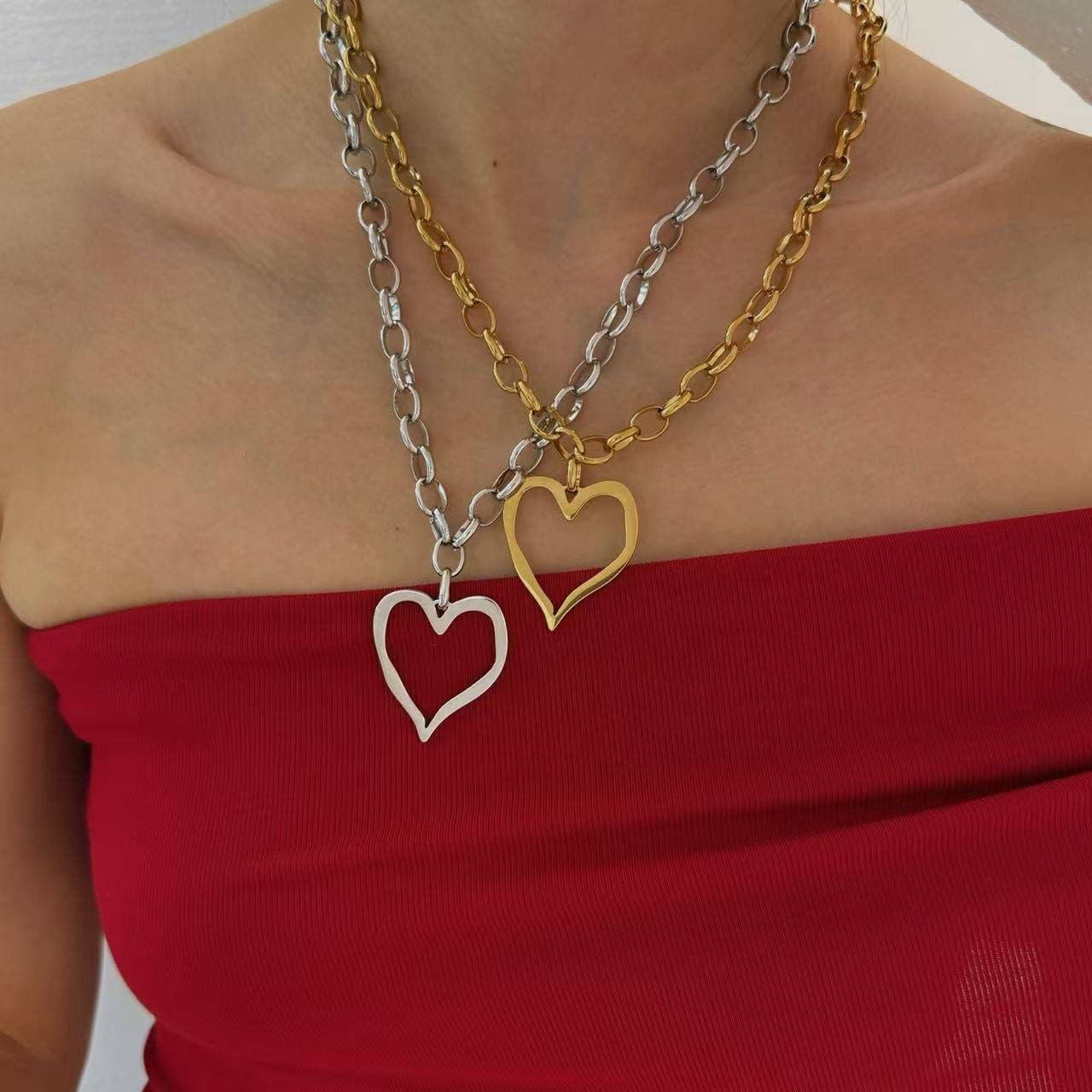 18K STAINLESS STEEL TARNISH FREE HEART NECKLACE | 40NK9564
