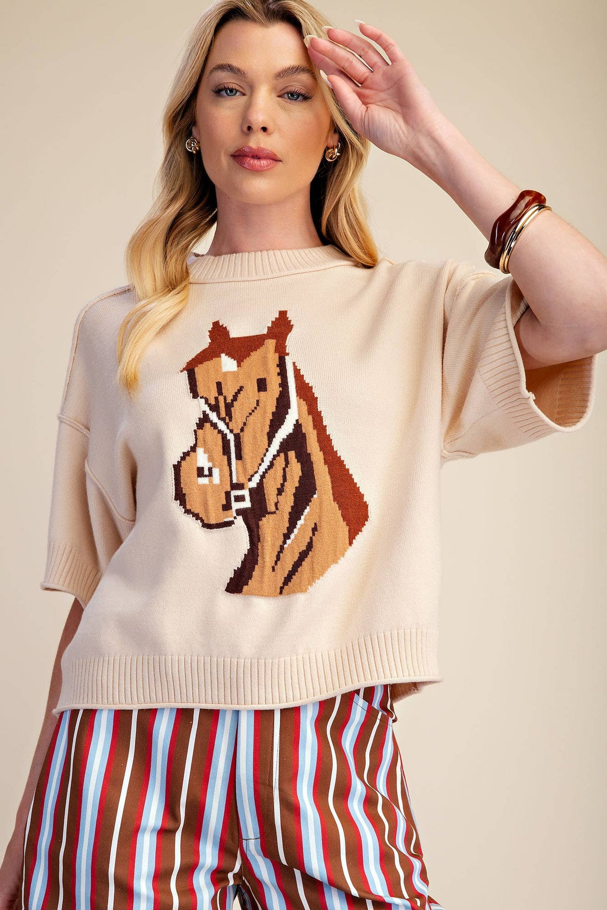 Glam - Western Horse Crew Neck Sweater
