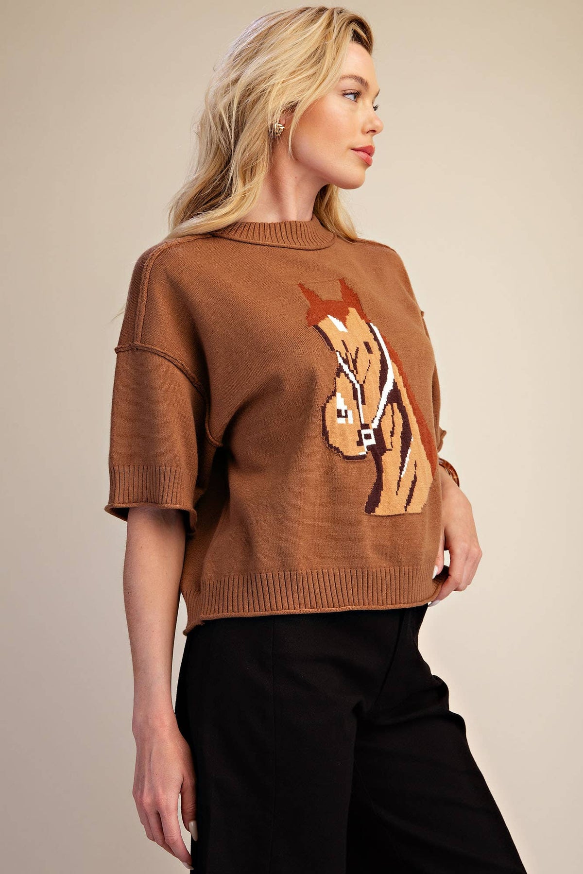 Glam - Western Horse Crew Neck Sweater