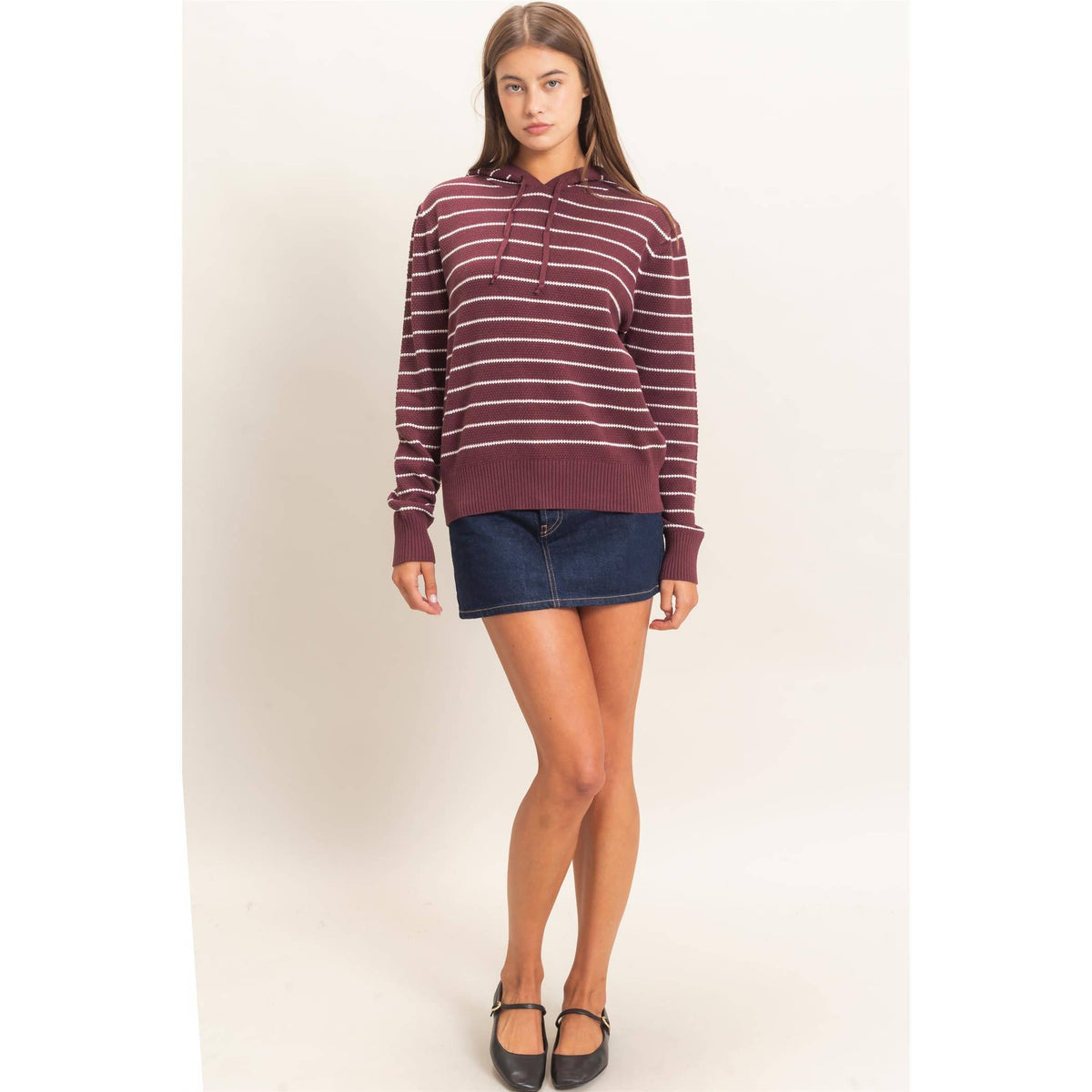 Double Zero - Striped Hooded Sweater