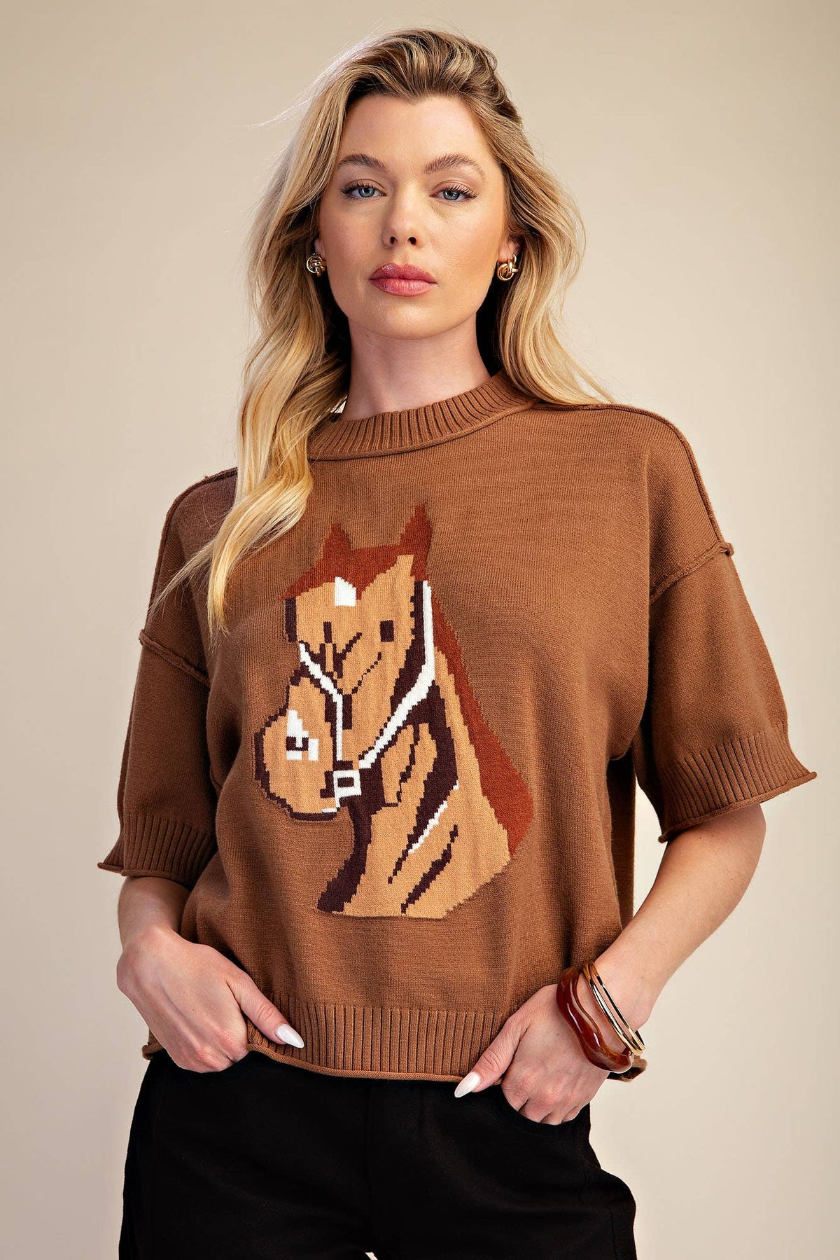 Glam - Western Horse Crew Neck Sweater