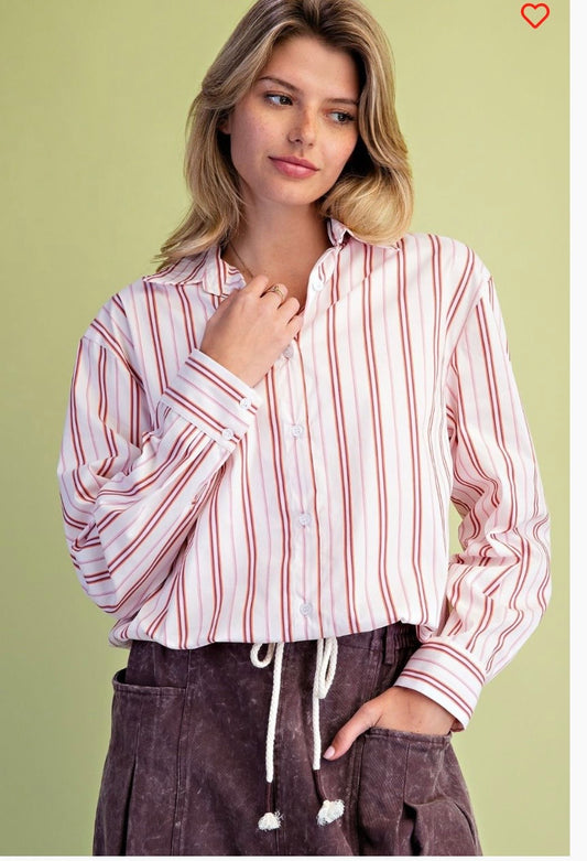 Striped poplin top