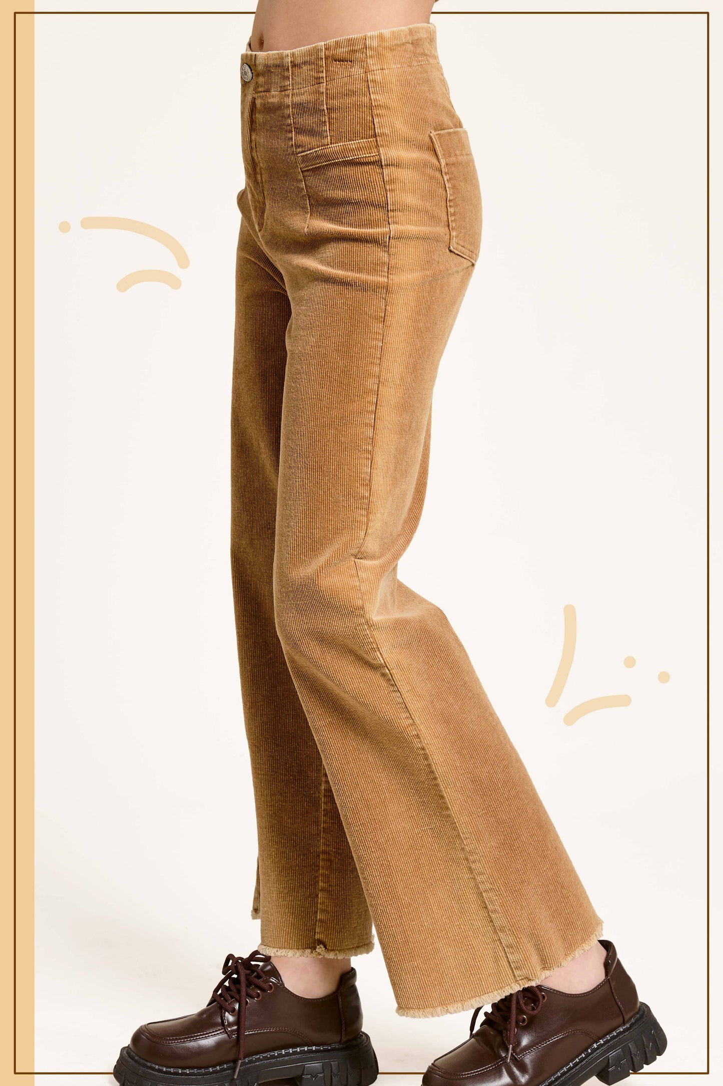 MCP4220-Mineral Washed High Waisted Wide Leg Corduroy Pants