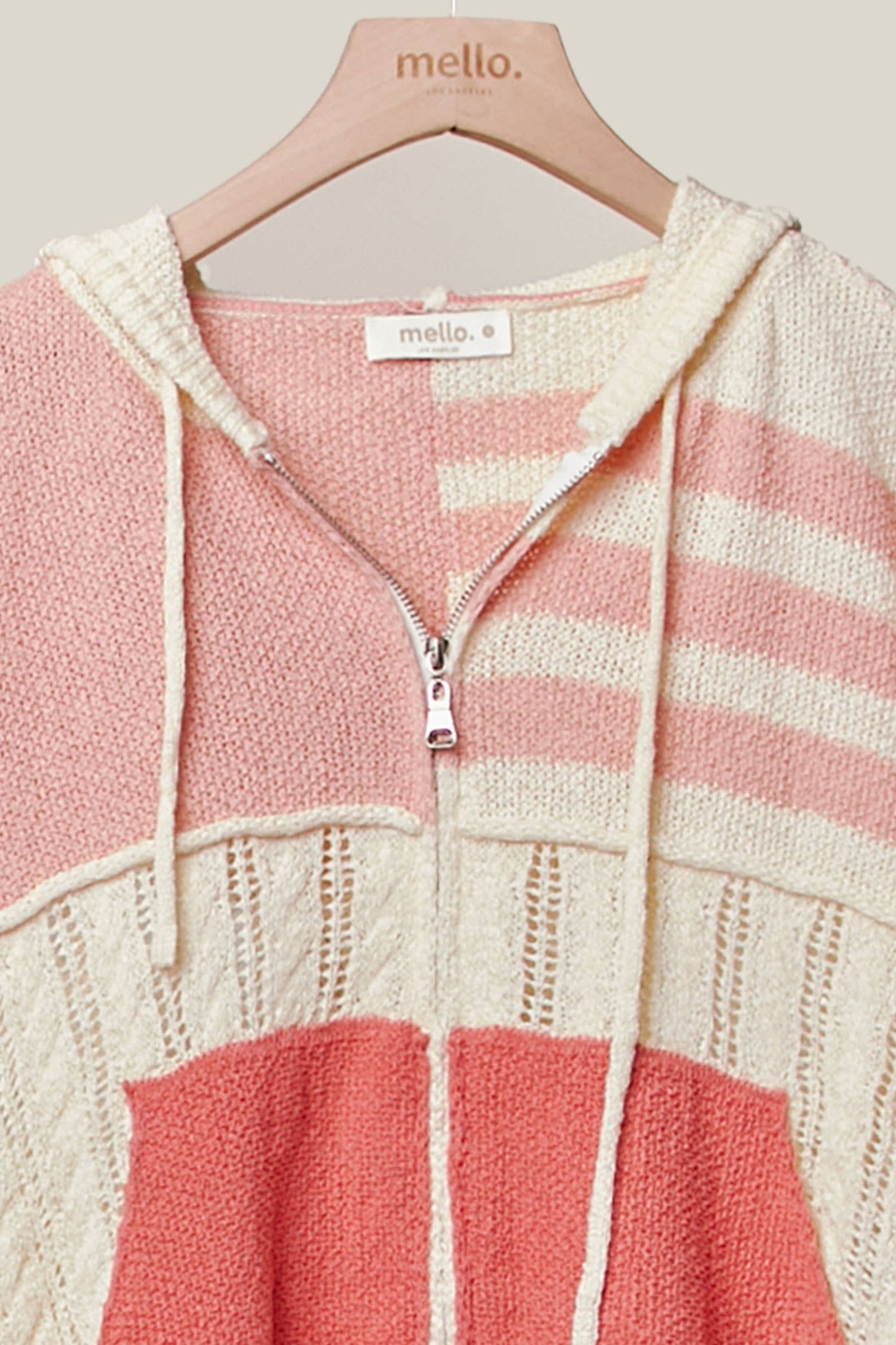Stripe Distressed Knit Hoodie
