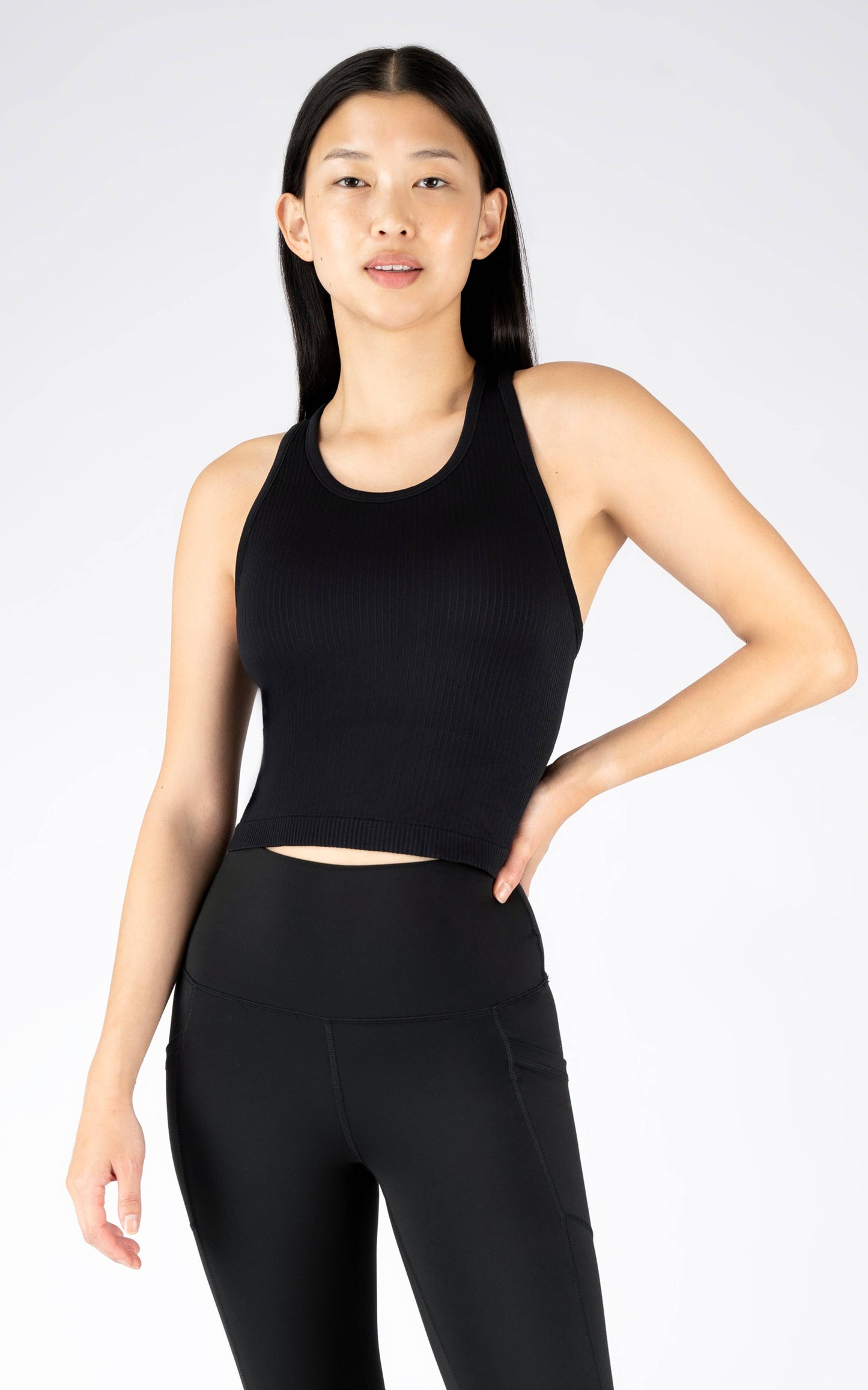 Women's Essential Rib Seamless Racerback Tank with Inner Bra