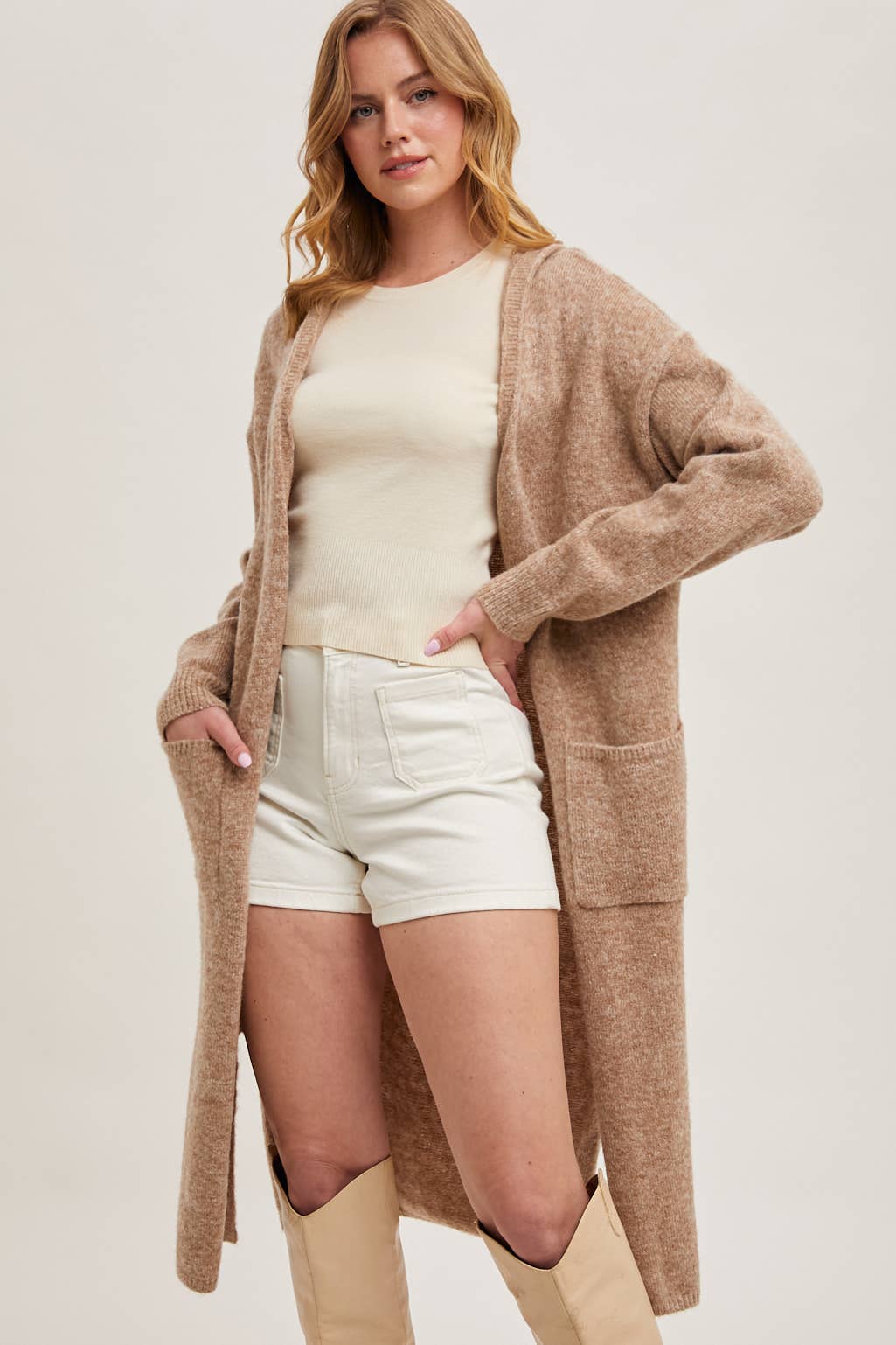 LONGLINE HOODIE OPEN FRONT CARDIGAN