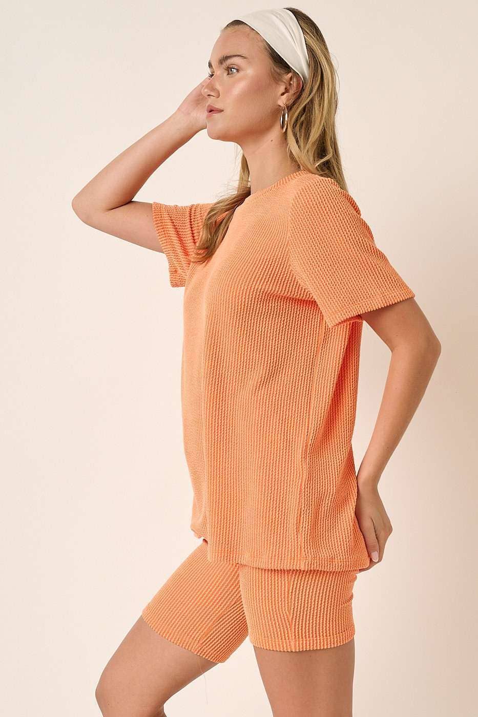 mittoshop - SET10471-RIB KNIT T-SHIRT AND BIKER SHORT SET