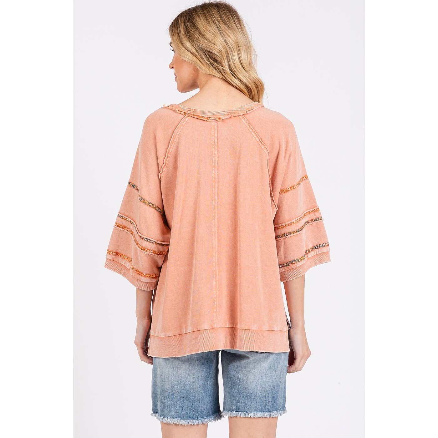 CONTRAST TRIM MINERAL WASH FRENCH TERRY TOP