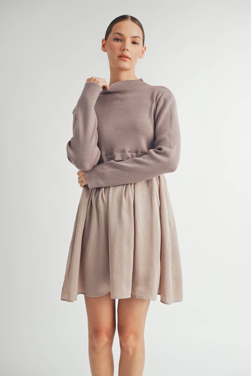 Long Sleeve Twofer Sweater Mini Dress