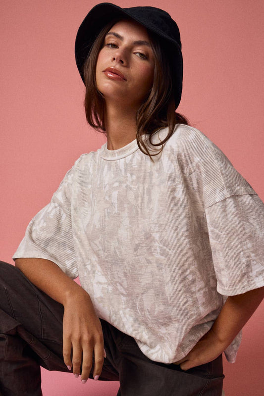PT51002-NATURE CAMO RIBBED LOOSE FIT SHIRT