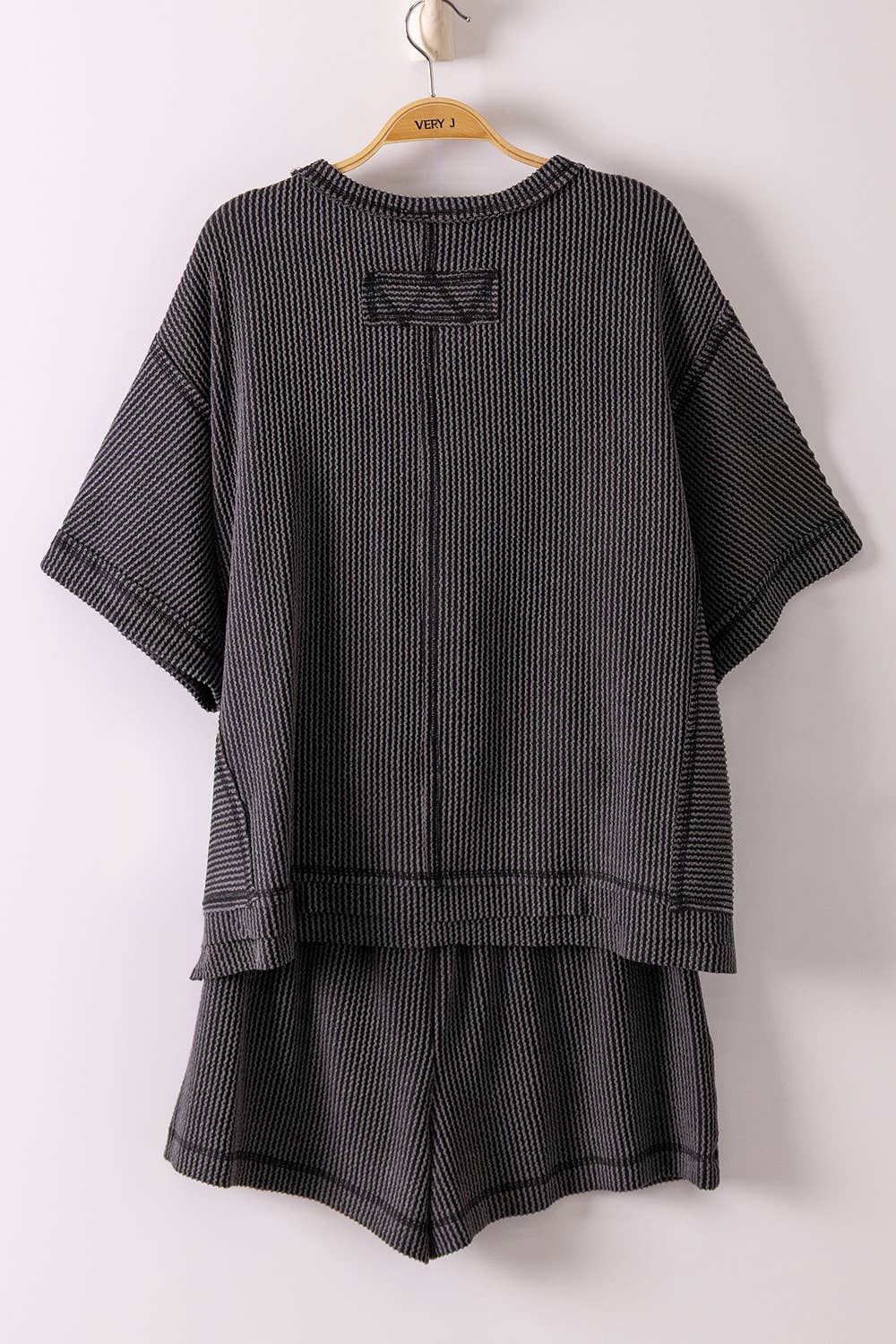 VERY J - NT12686SET-Ribbed Knit Comfy Top & Shorts Set