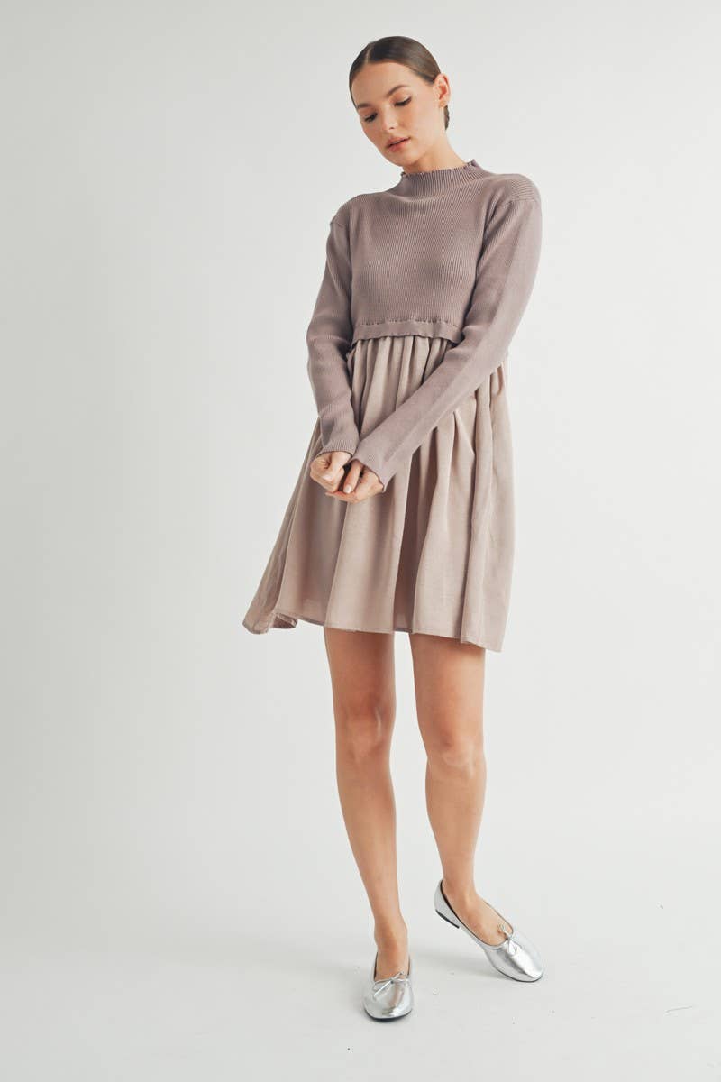 Long Sleeve Twofer Sweater Mini Dress