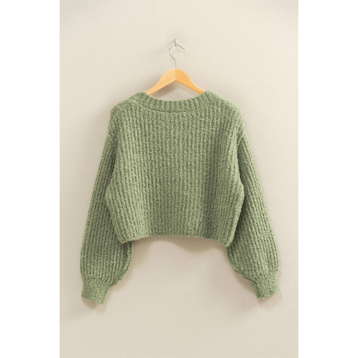 Fluffy Knit Button-Up Cardigan Sweater