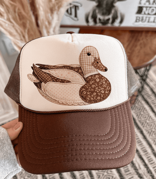 THE LATTIMORE CLAIM - Mimis Vintage Faux Patchwork Brown Duck - Brown & Tan Otto Trucker