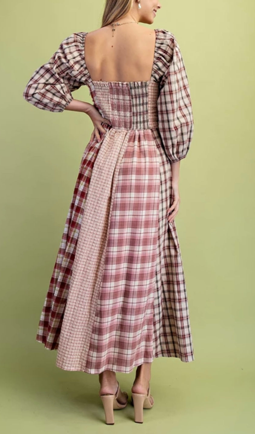 Plaid smocked dress