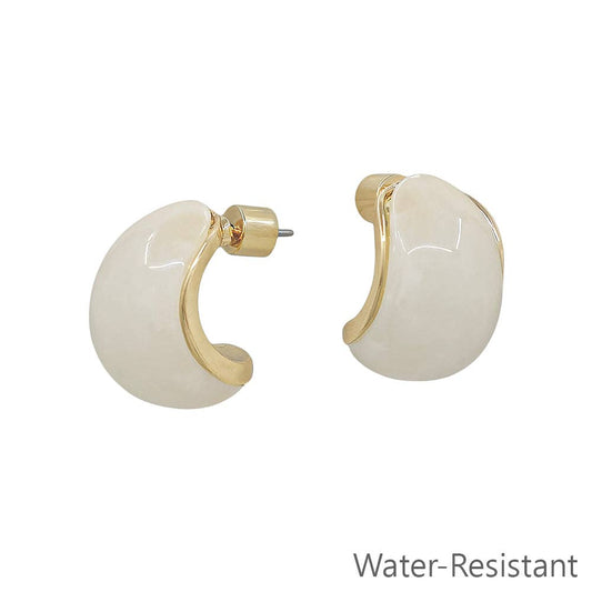 What's Hot - White Acrylic and Gold .5" Earring