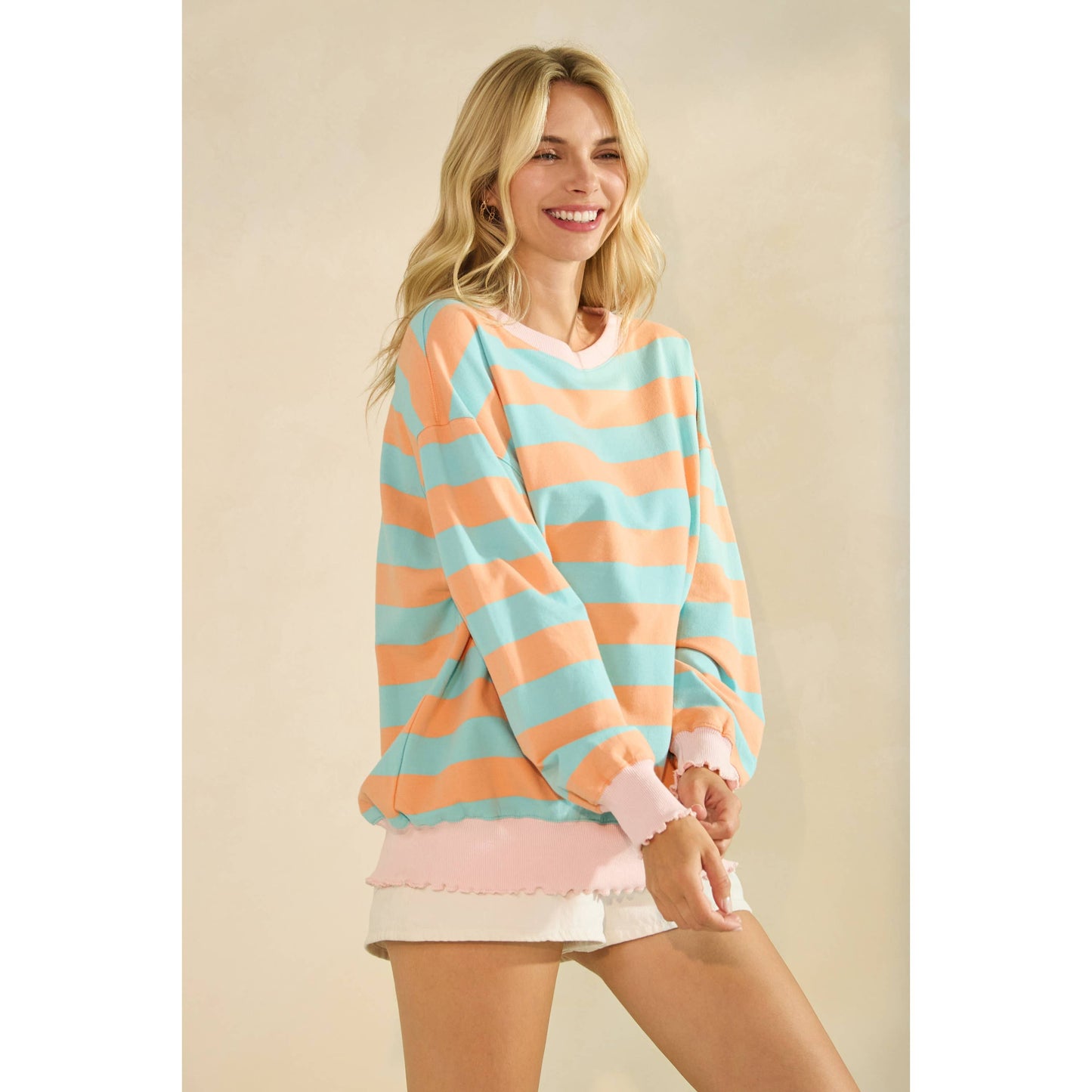 Striped Knit Long Sleeve Top