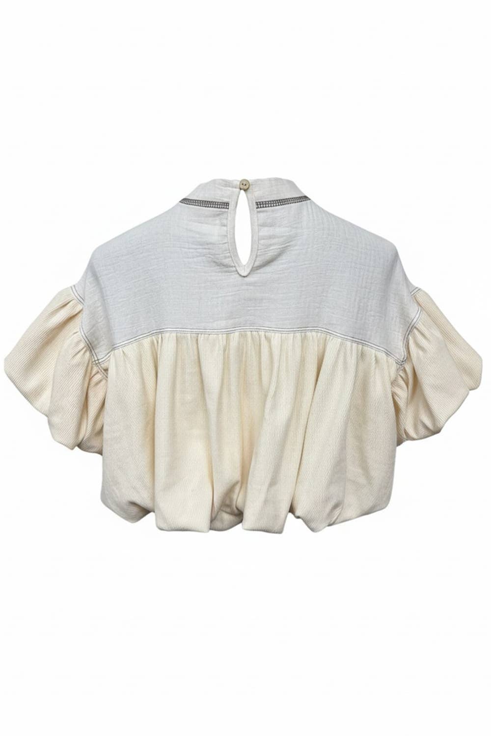 BUCKETLIST INC - T2965 Ruffle Sleeve & Hem Contrast Detail Crop Top