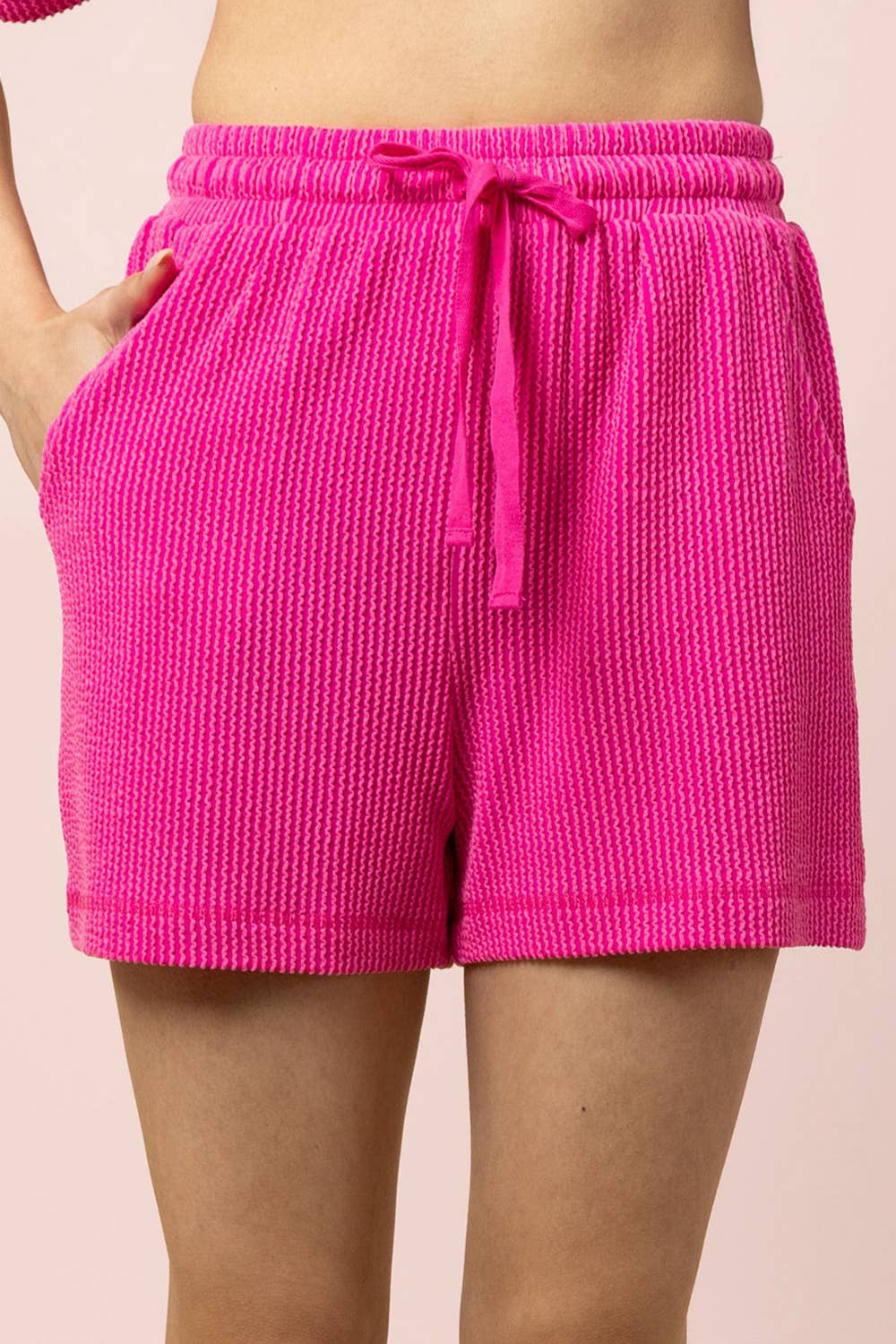 VERY J - NT12686SET-Ribbed Knit Comfy Top & Shorts Set