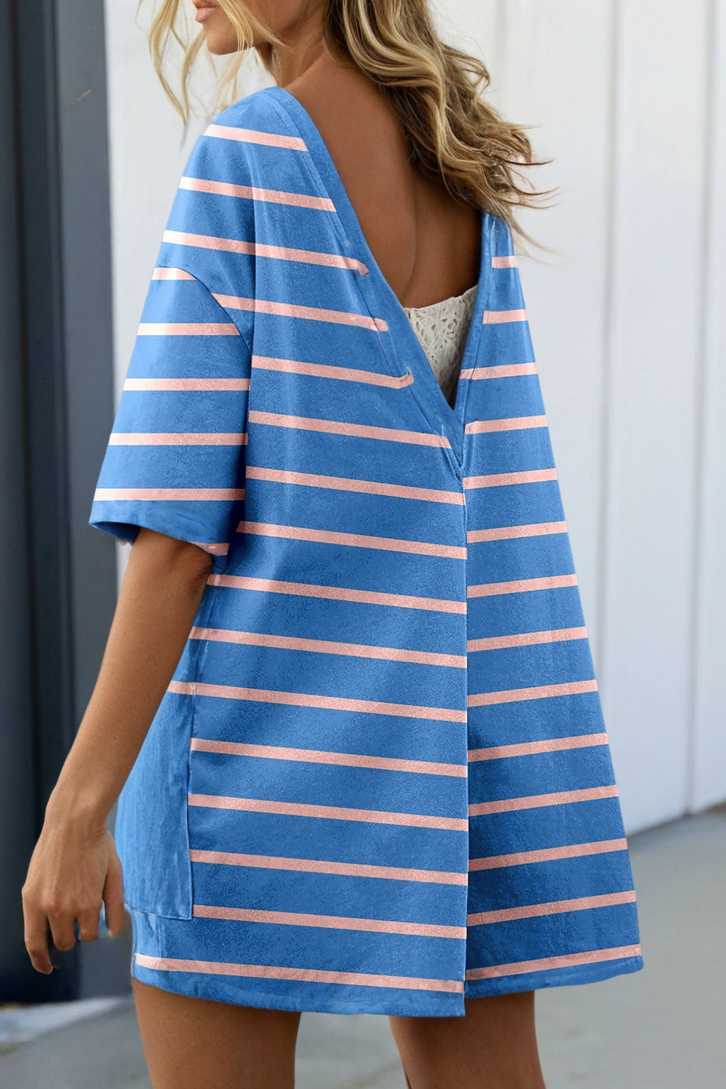 V Neck Short Sleeve Loose Romper