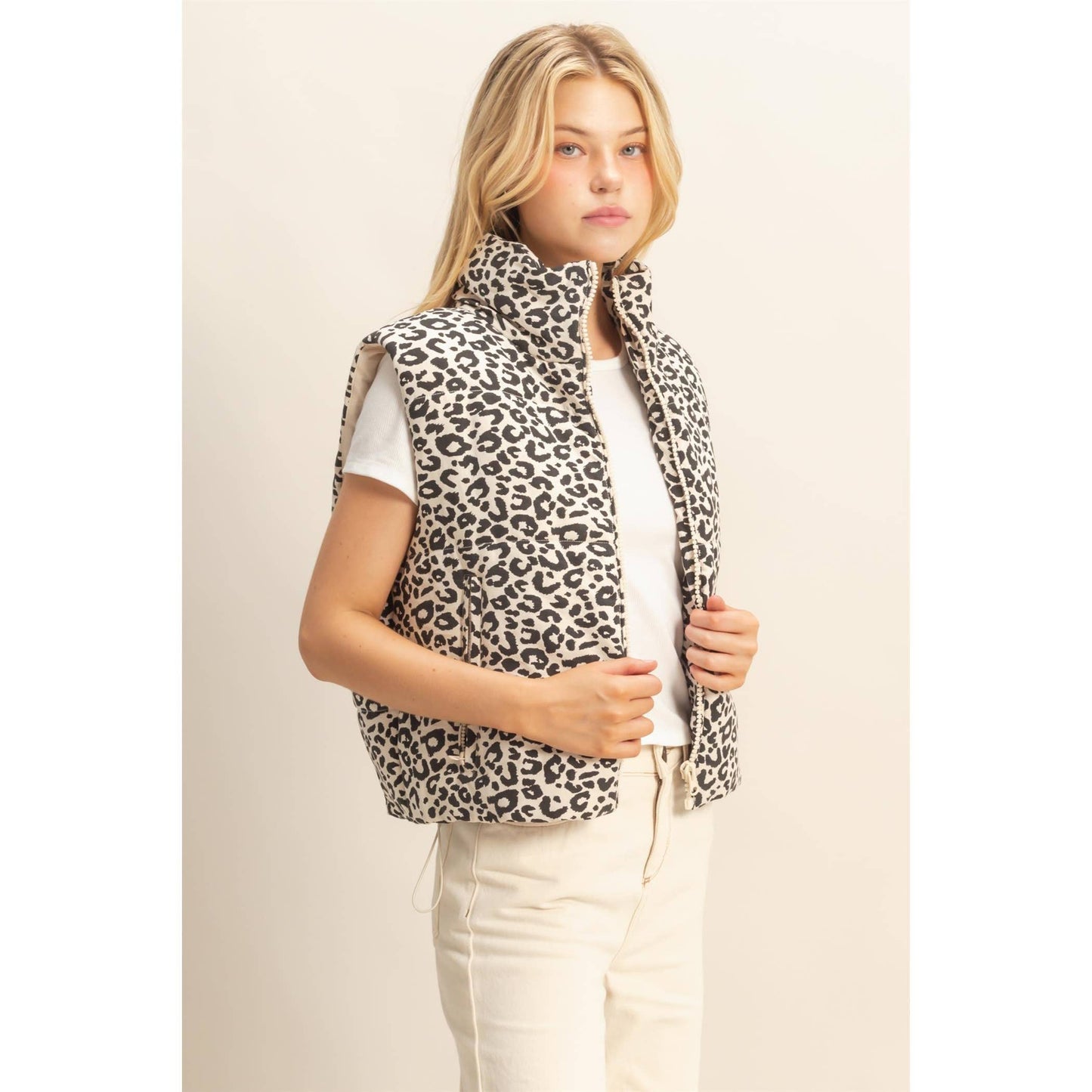 Leopard Print Puffer Vest