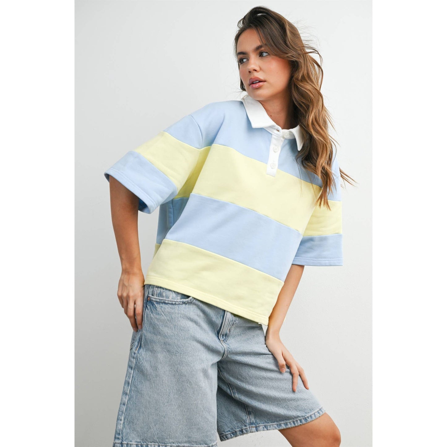 Striped collared top