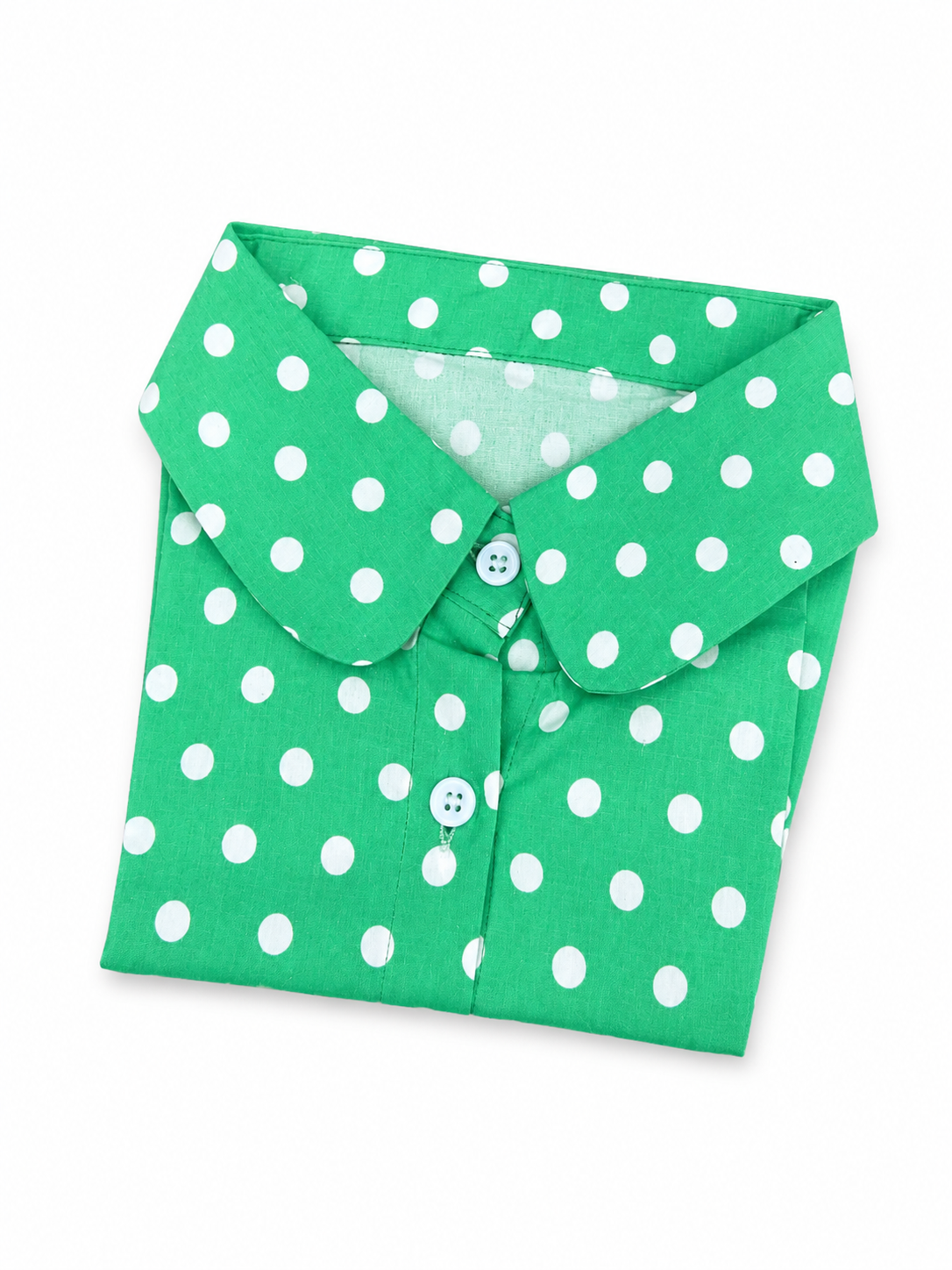 Summer Tees - GREEN POLKA DOT COLLAR