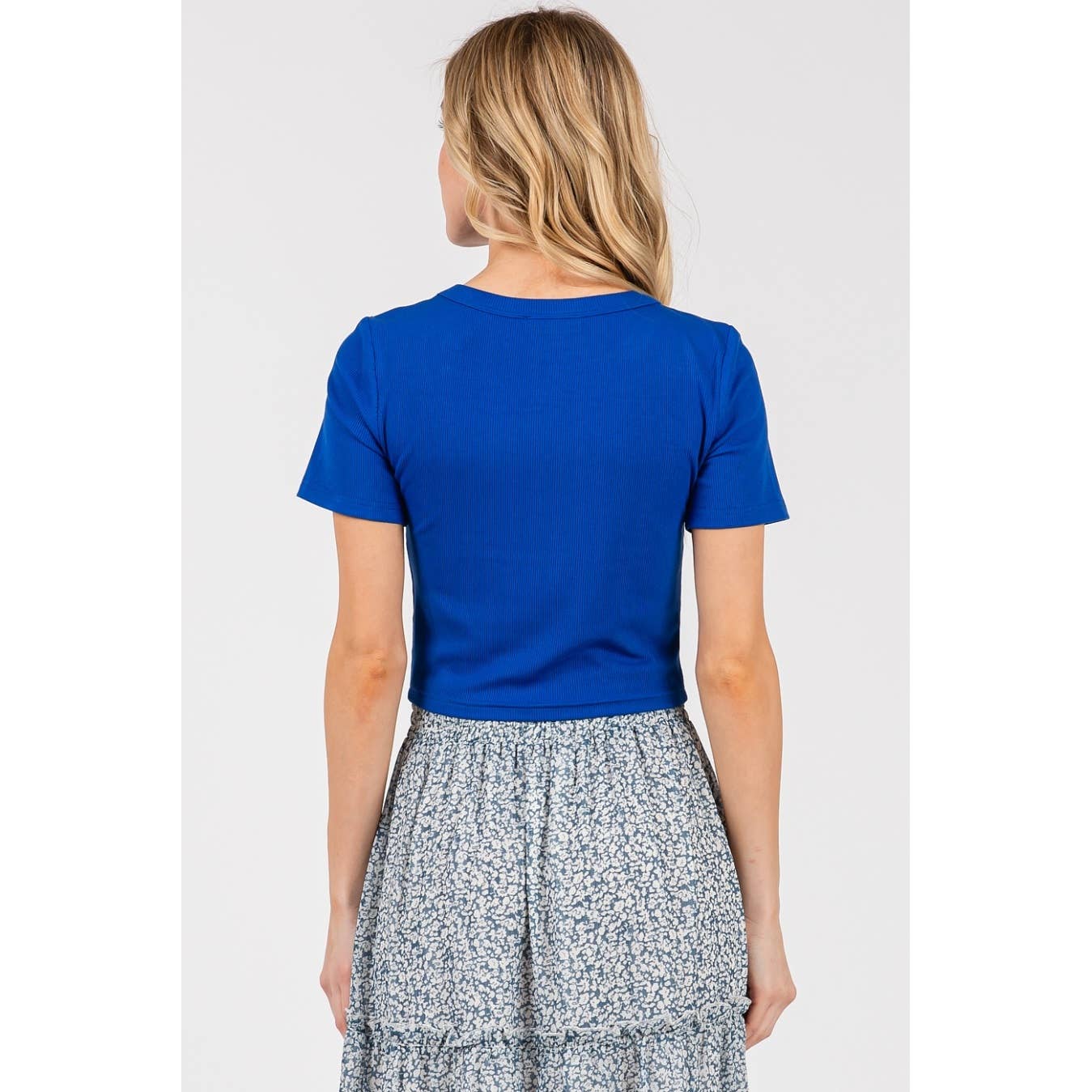 mittoshop - RIBBED ROUND NECK SHORT SLEEVE BASIC CROP TEE