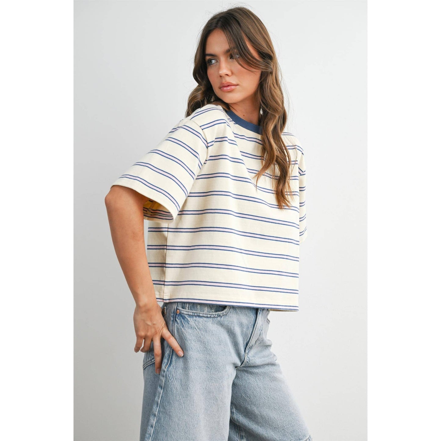 Cropped T-Shirt with stripes