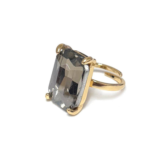What's Hot - Brown Topaz Rectangle Stone Adjustable Ring