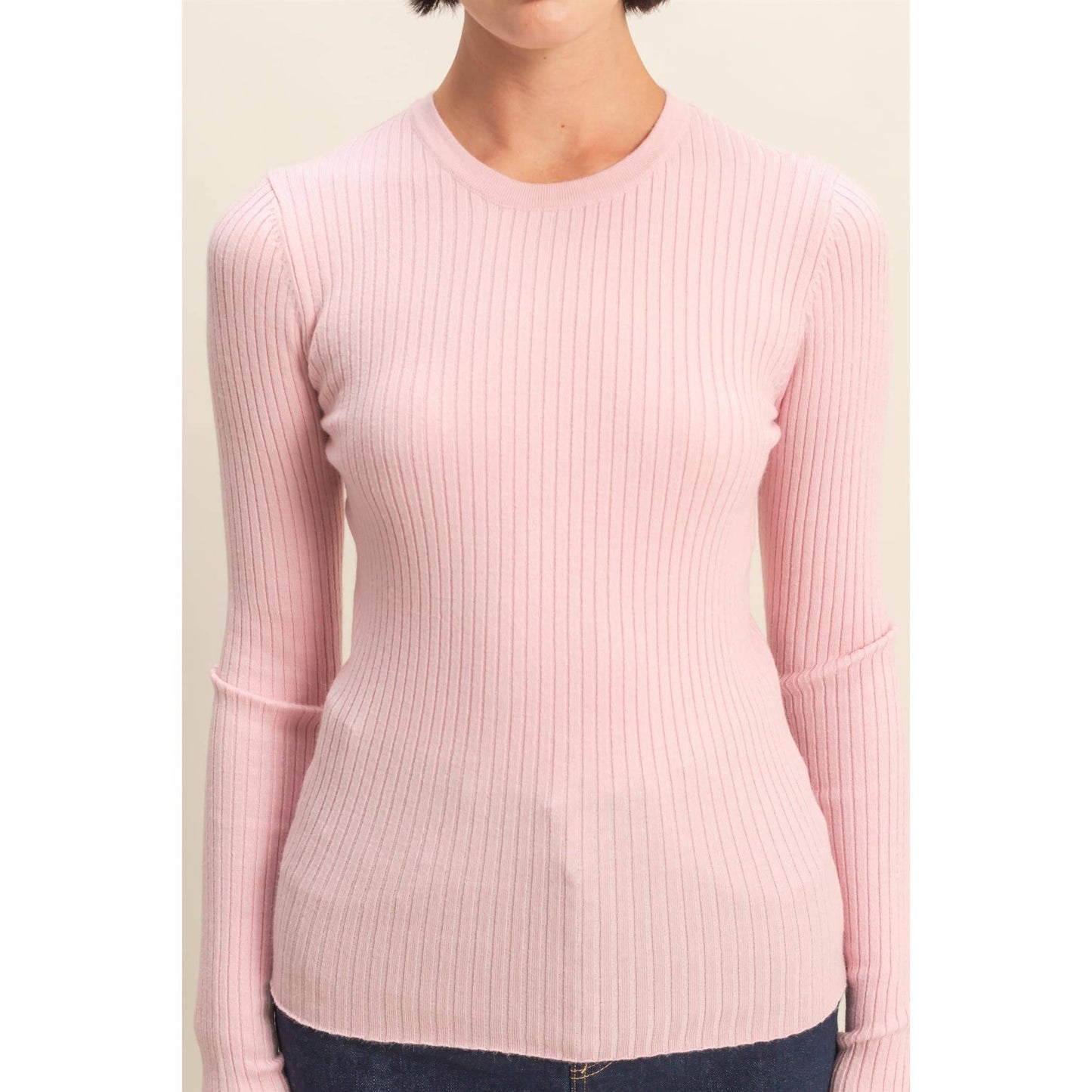 Ribbed Long Sleeve Knit Top