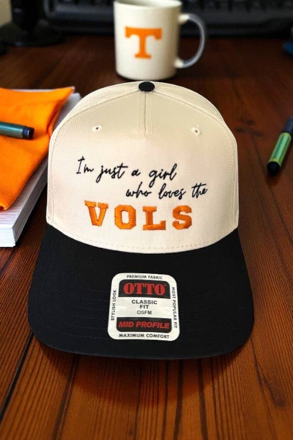 Vols I’m Just a Girl Natural/Black Embroidered Hat
