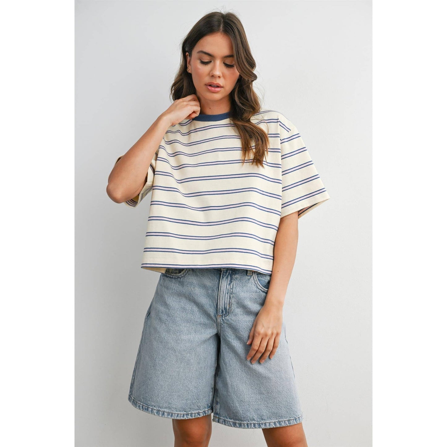 Cropped T-Shirt with stripes