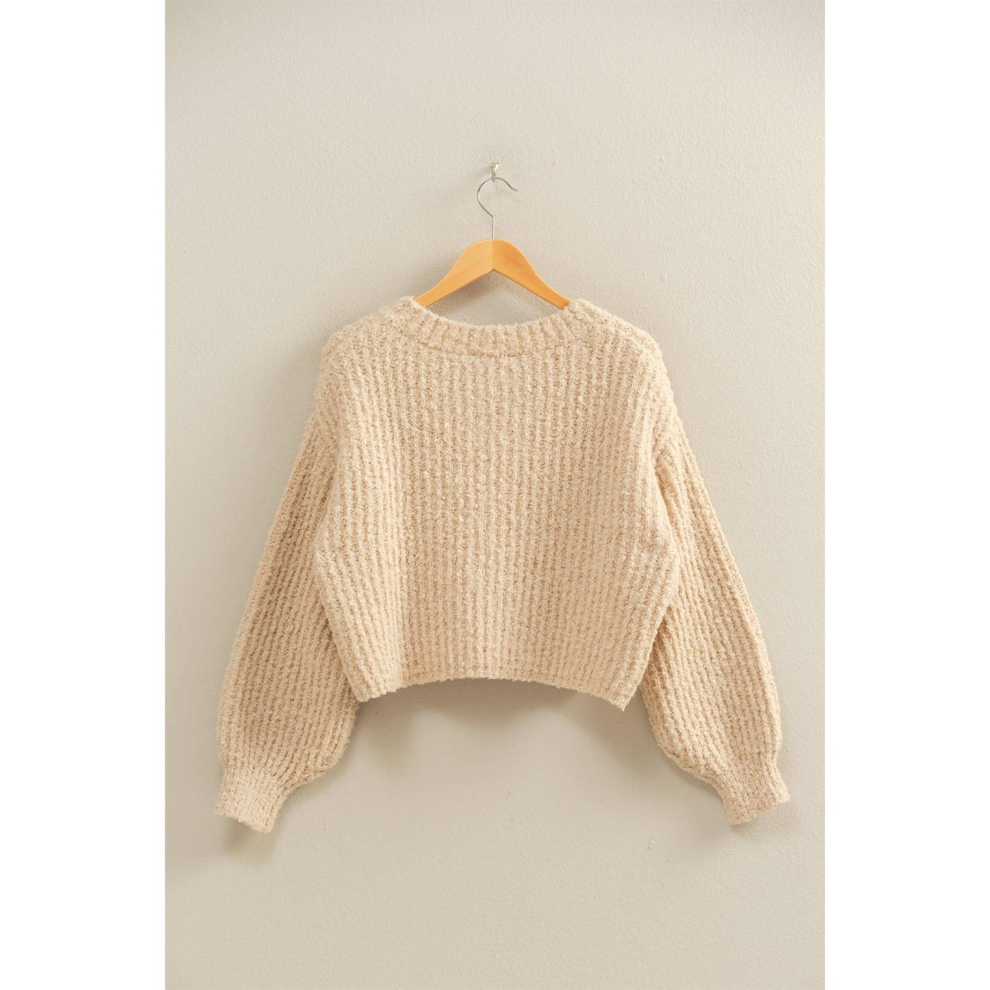 Fluffy Knit Button-Up Cardigan Sweater