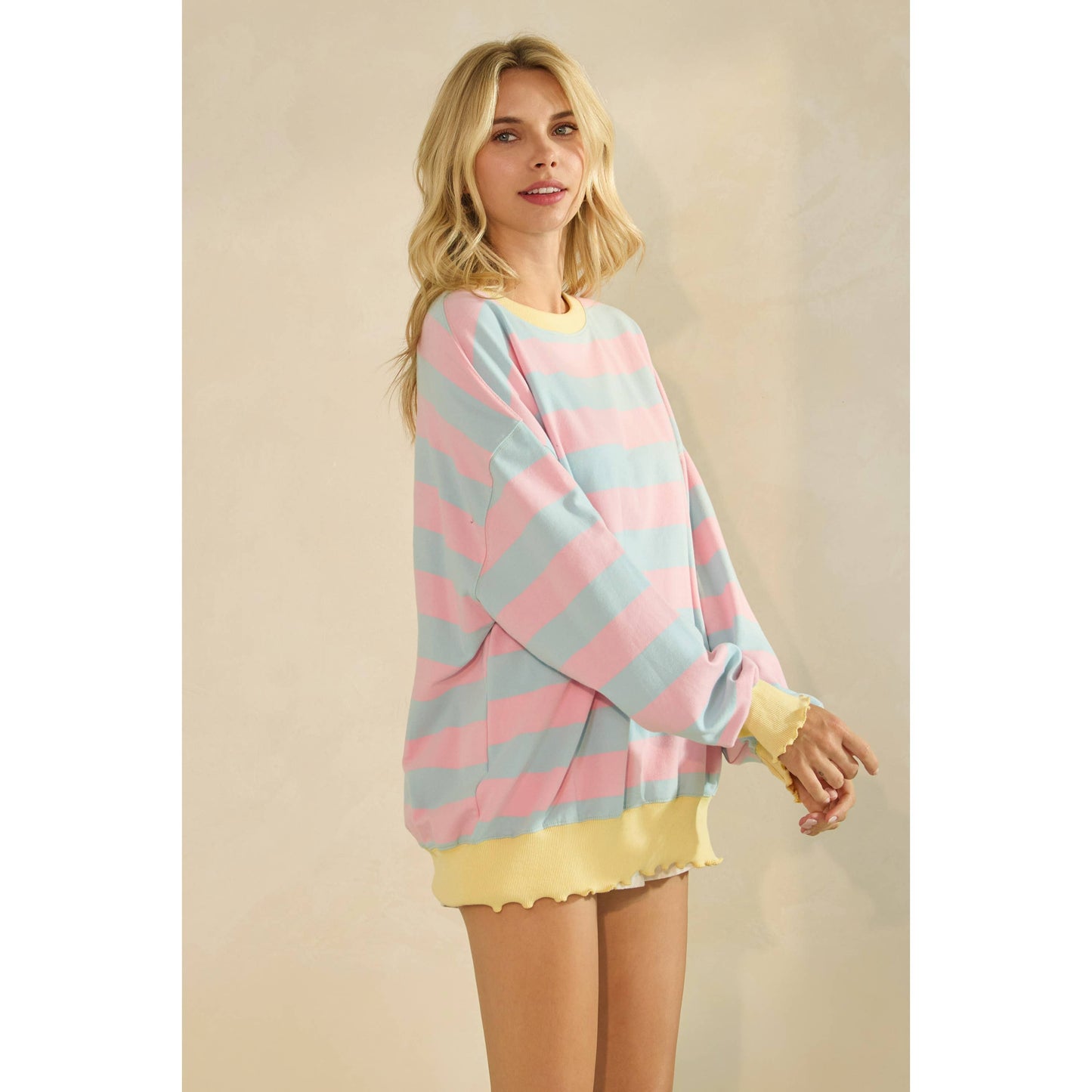 Striped Knit Long Sleeve Top