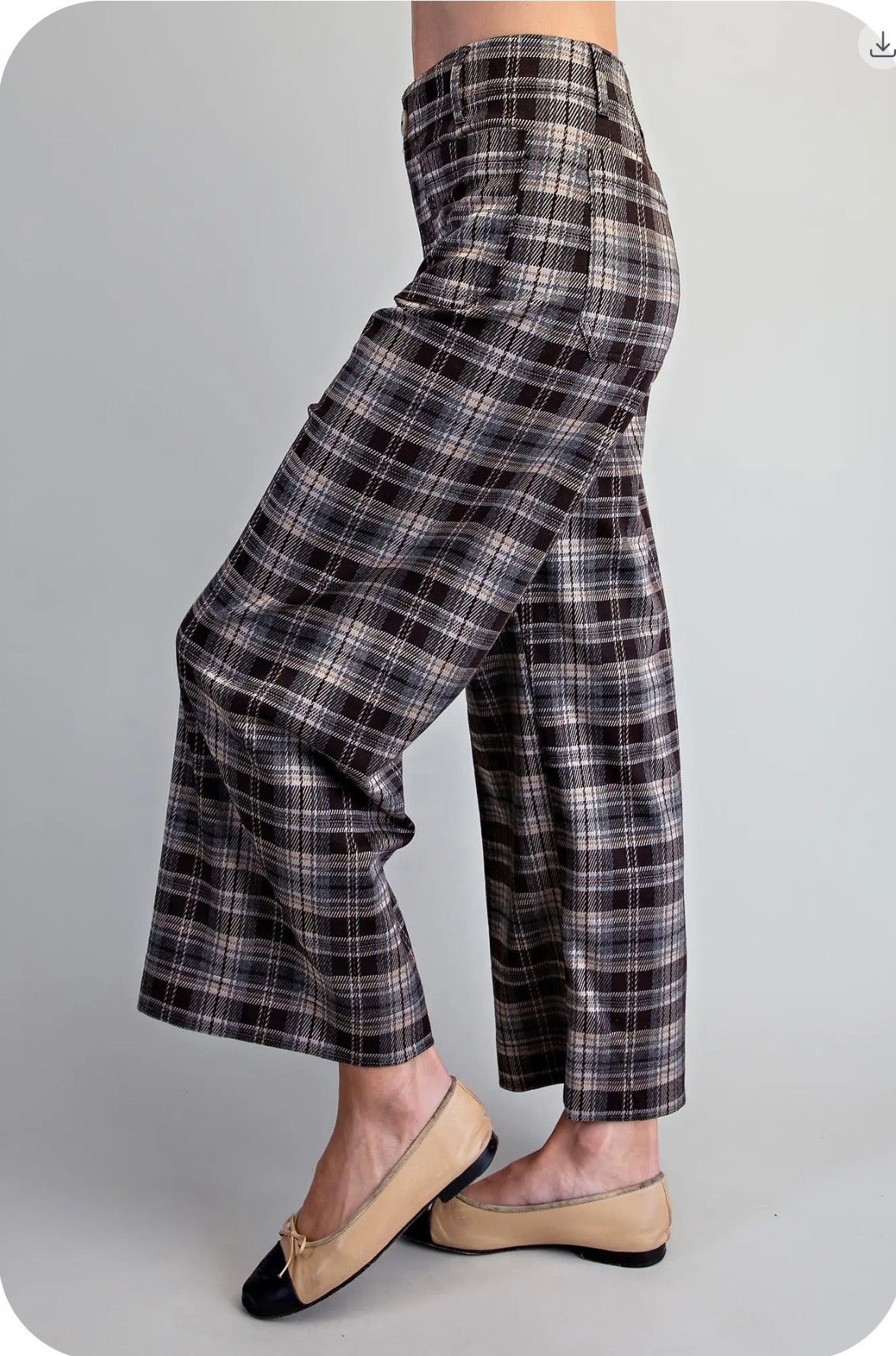 Plaid patch pocket pants