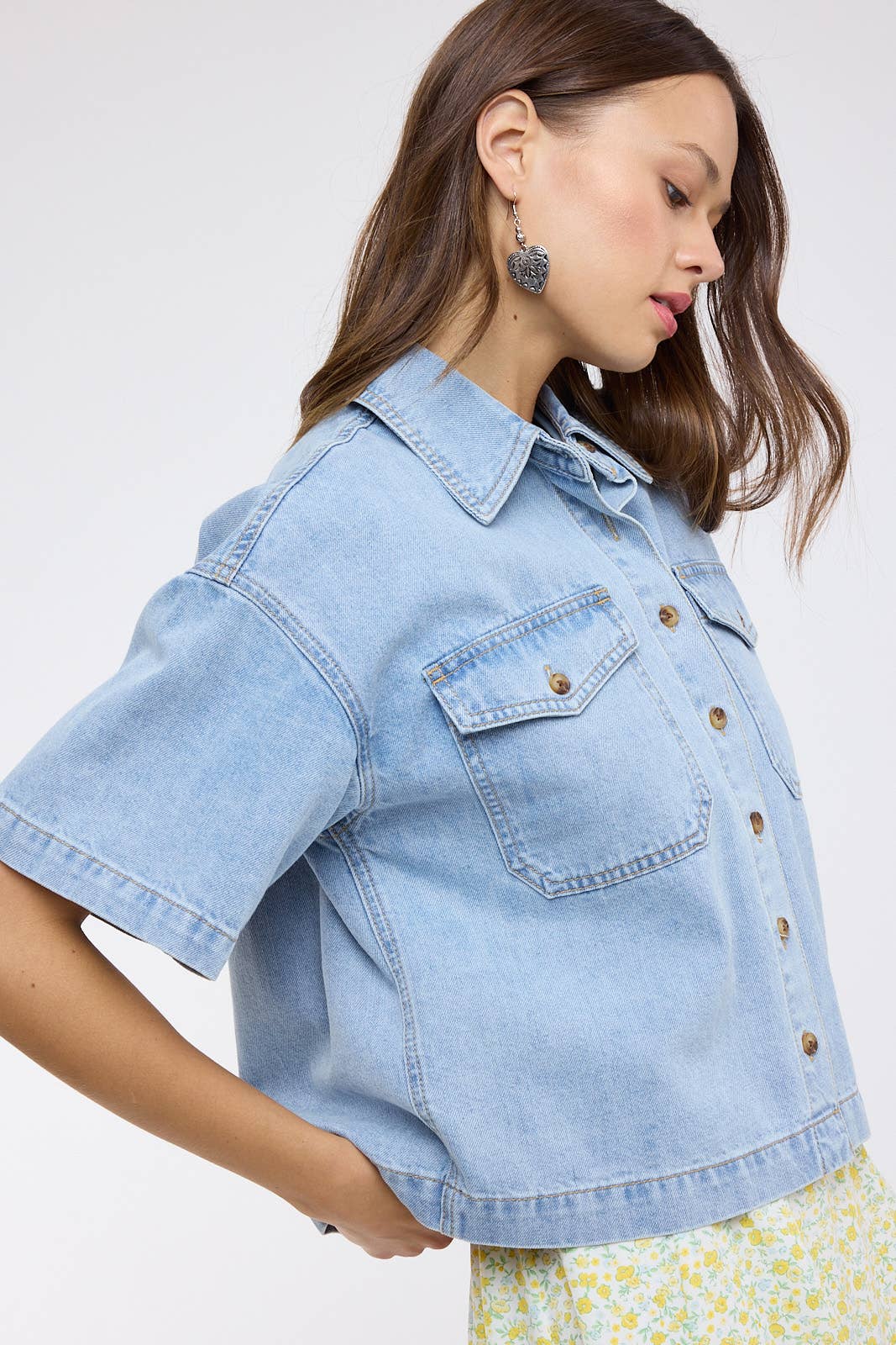 COTTON DENIM BUTTON-UP Shirt/Jacket