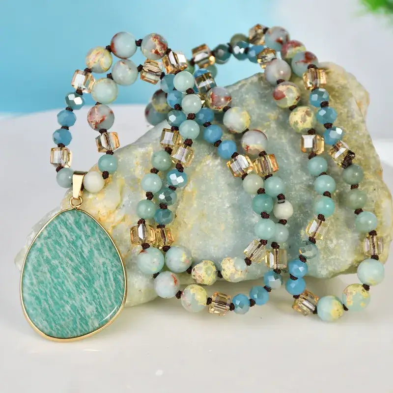 Sweet Cherry Sky - Stone Pendant Crystal Necklace