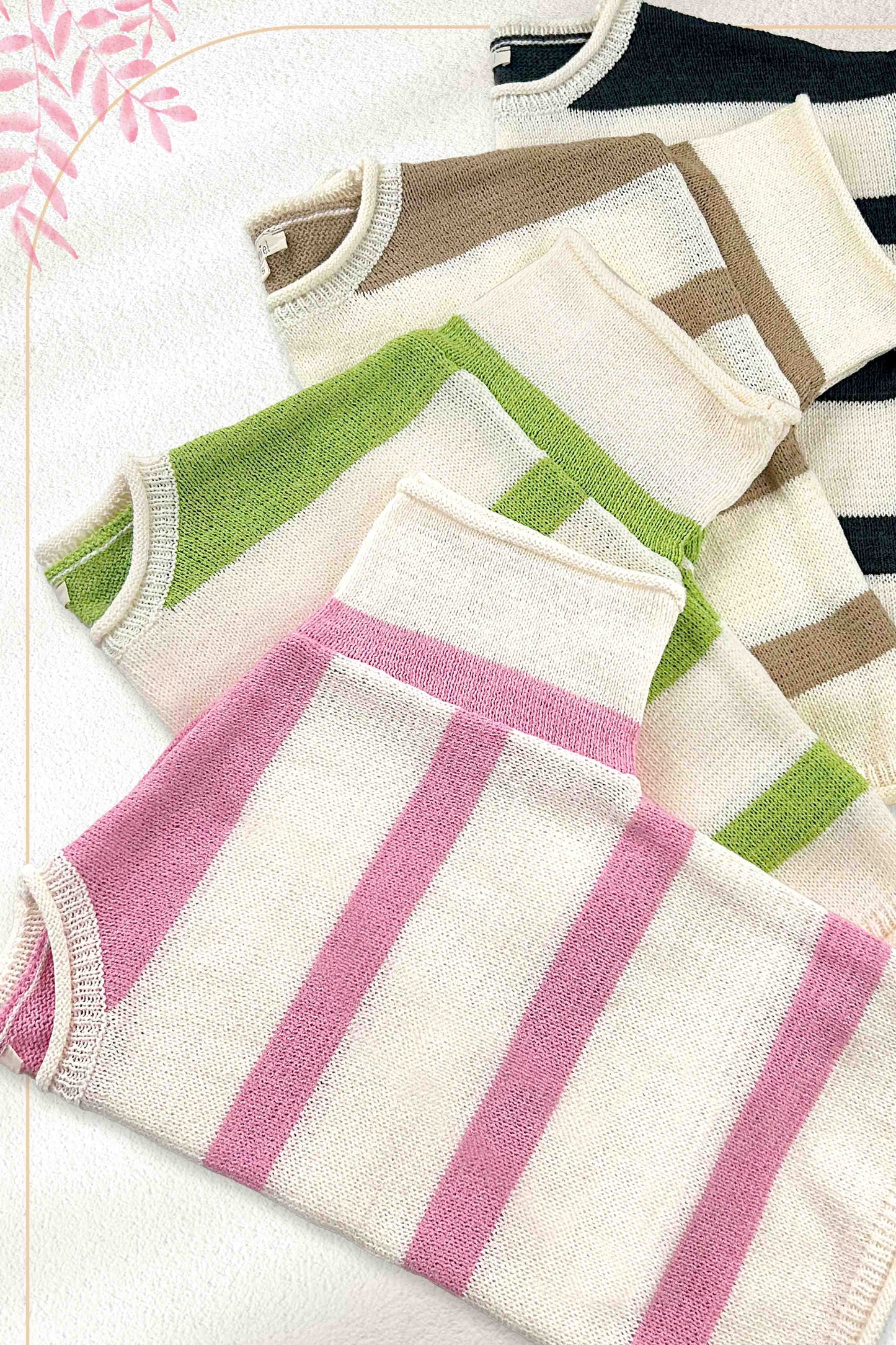 Cropped Sweater/ lightweight and striped