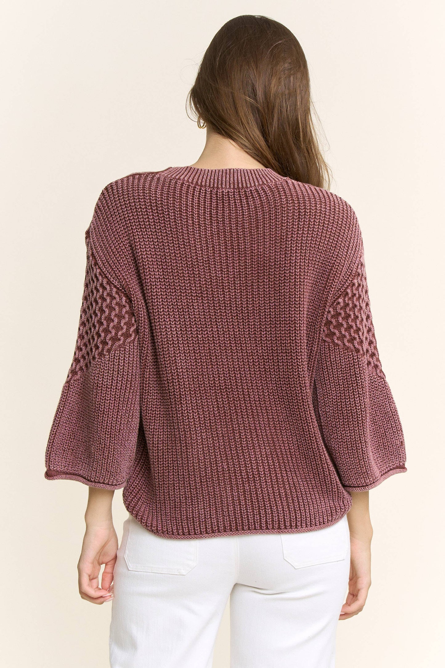 SA00122T - Textured Pattern Washed Casual Sweater