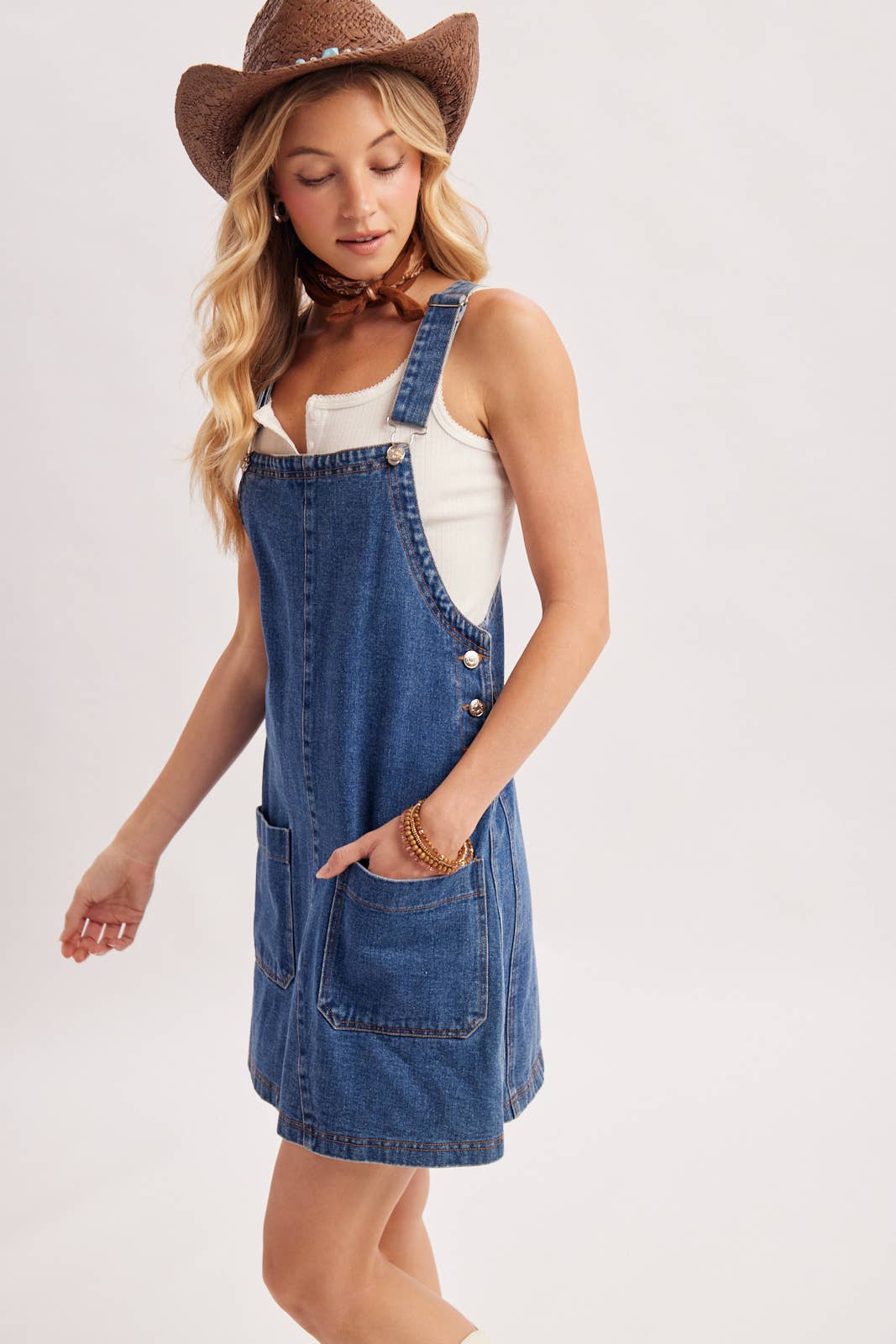 OVERALL MINI DRESS WITH POCKETS