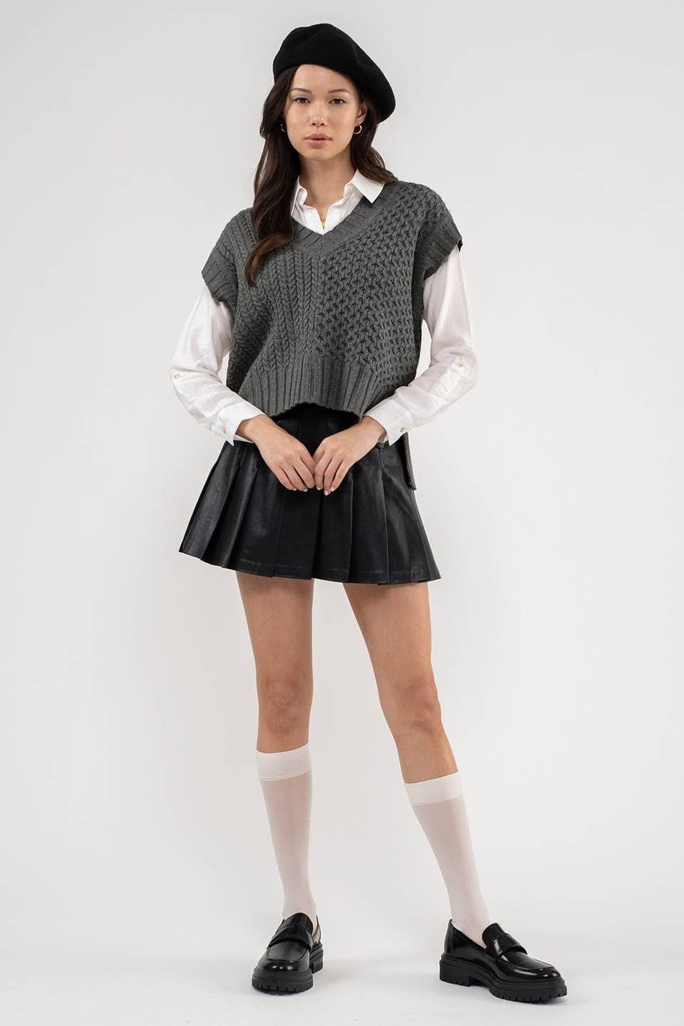 SPLIT CONTRAST KNIT SWEATER VEST